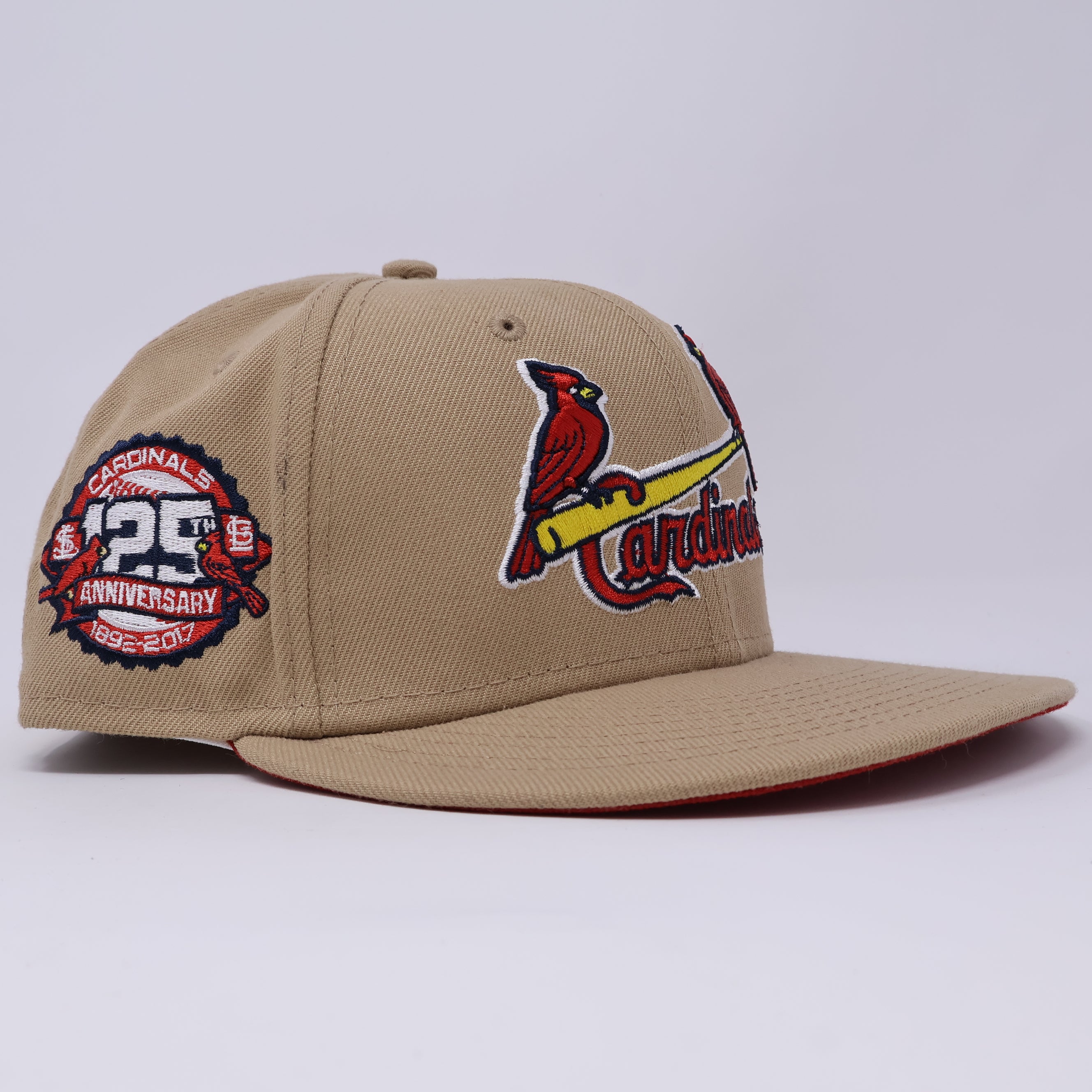 USED 1/8 Khaki St. Louis Cardinals 125th Anniversary 59fifty New Era Fitted Hat Cap