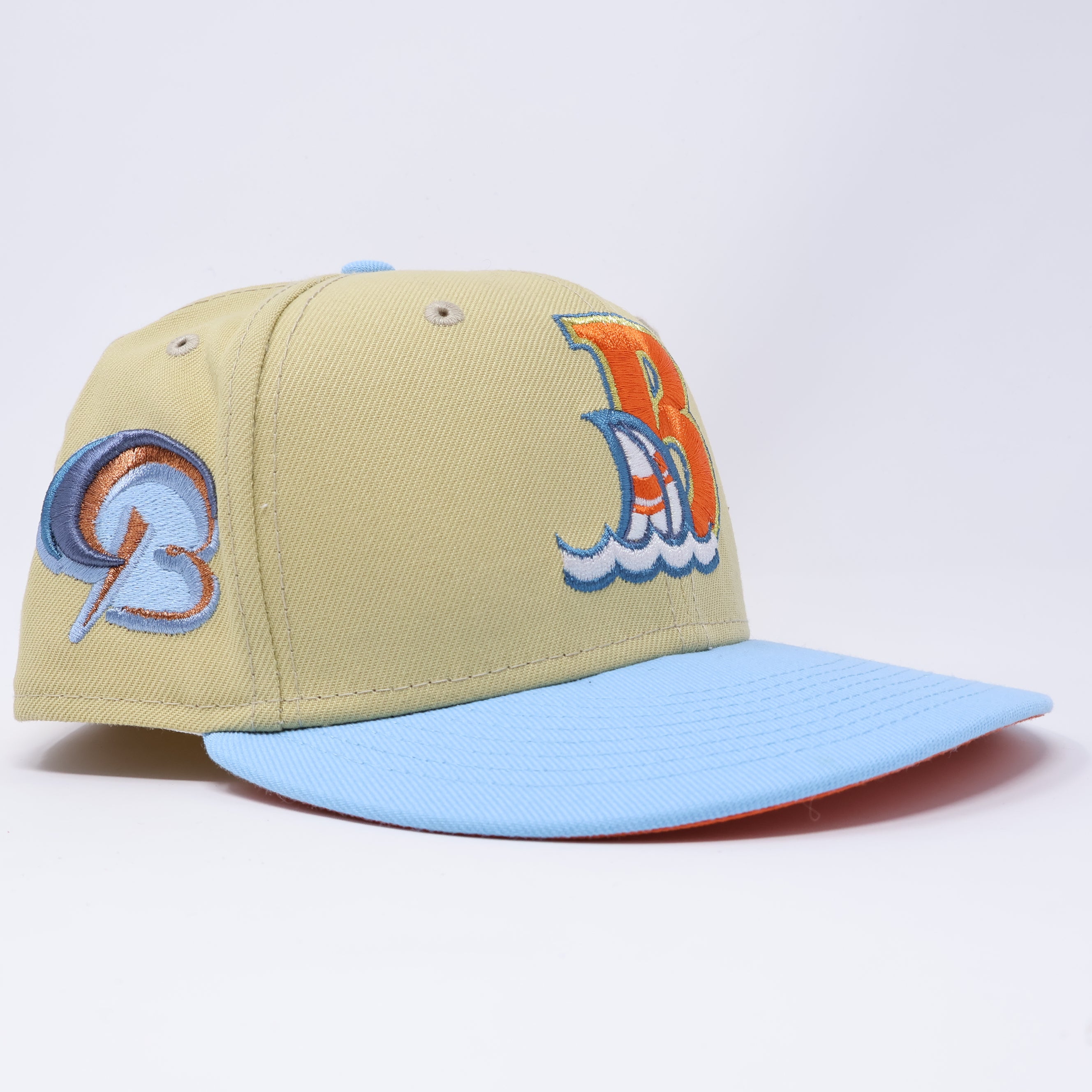 USED 1/4 Khaki Bowie Baysox Minor League 59fifty New Era Fitted Hat Cap