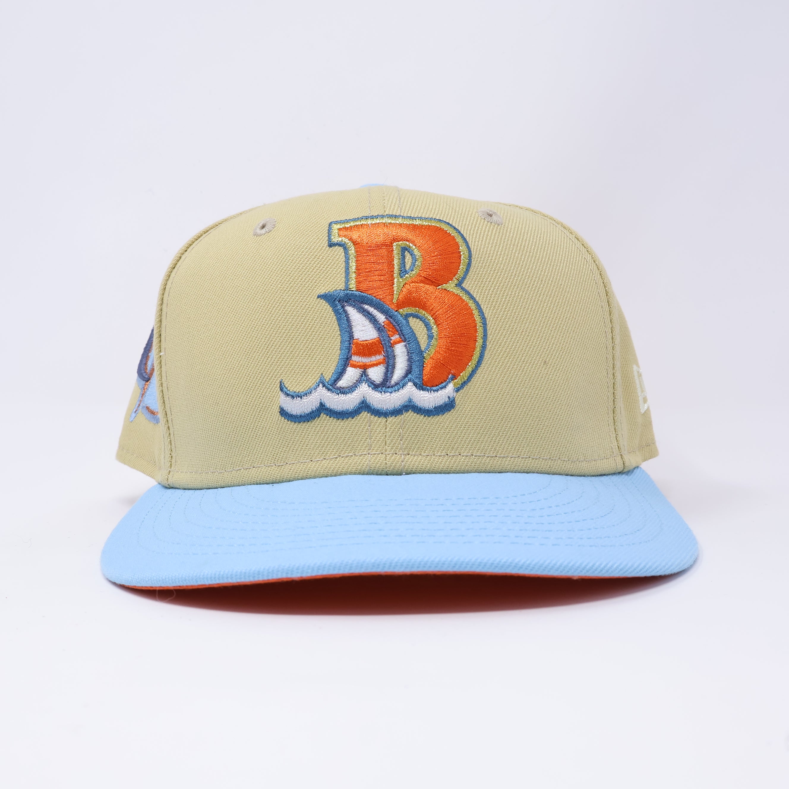 USED 1/4 Khaki Bowie Baysox Minor League 59fifty New Era Fitted Hat Cap