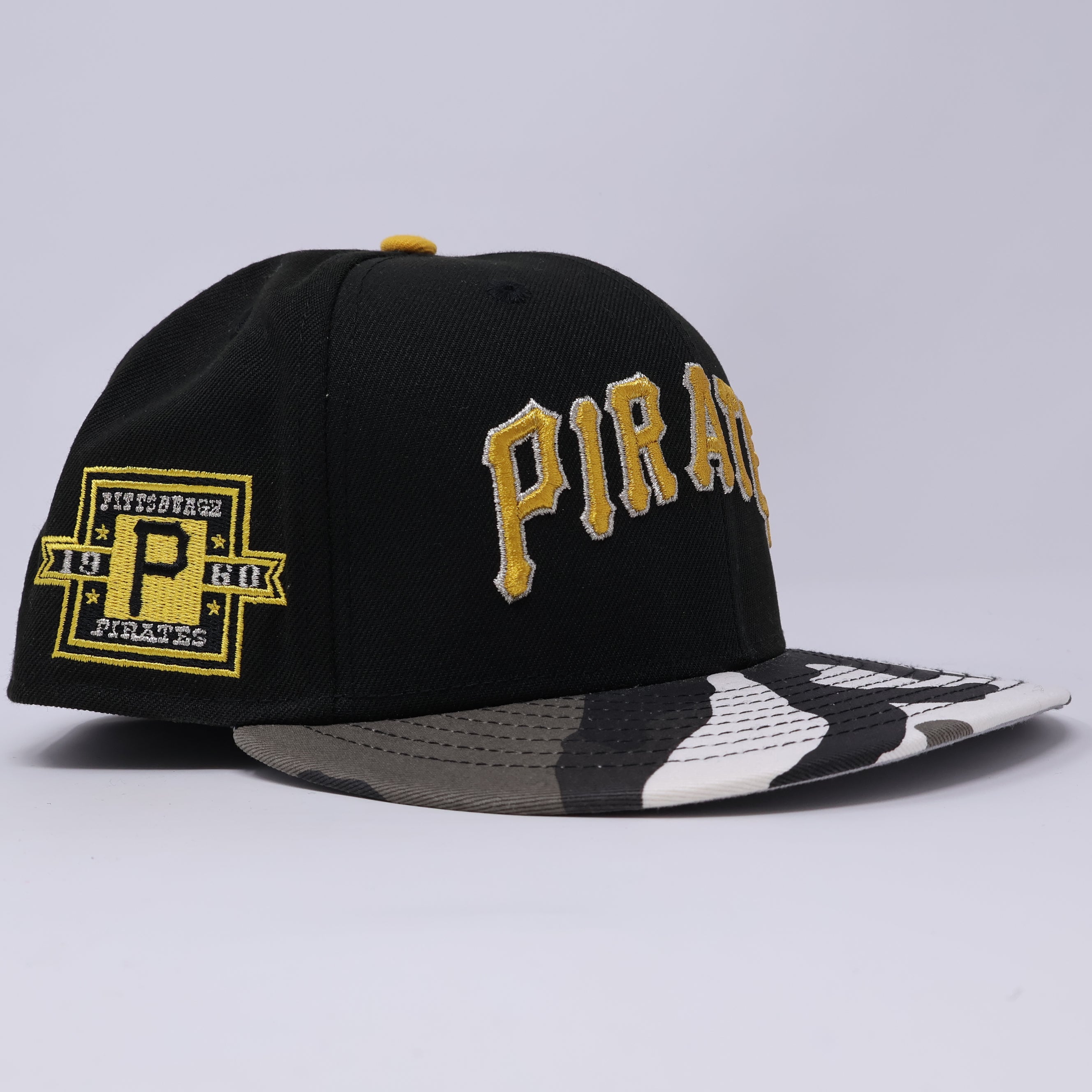 USED 1/8 Black Pittsburgh Pirates 1960 Anniversary 59fifty New Era Fitted Hat Cap