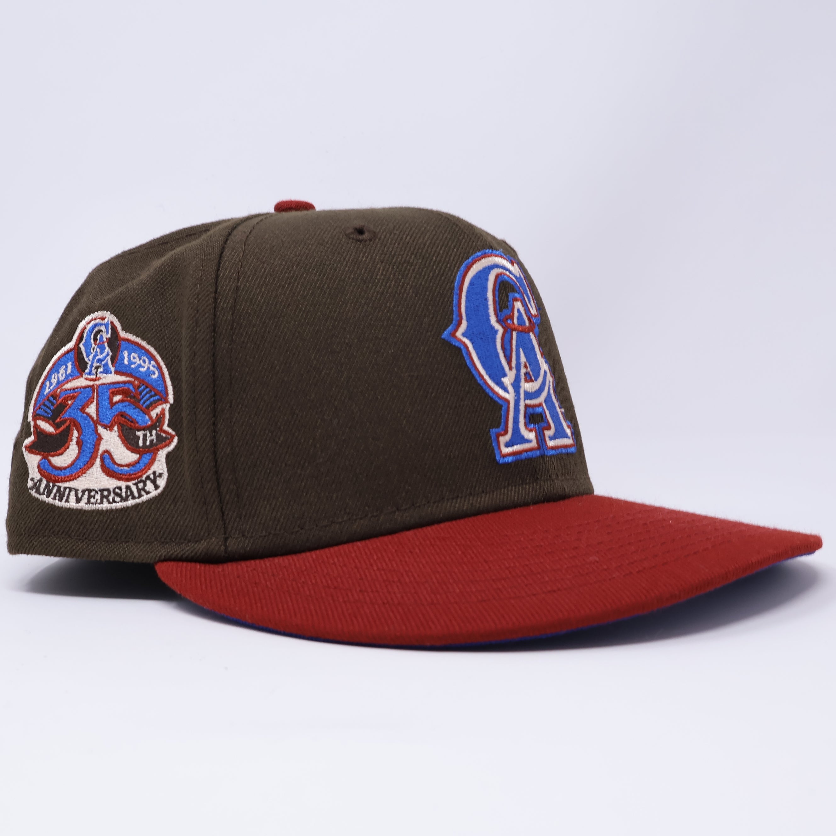 USED 1/4 Brown Los Angeles Angels 35th Anniversary 59fifty New Era Fitted Hat Cap