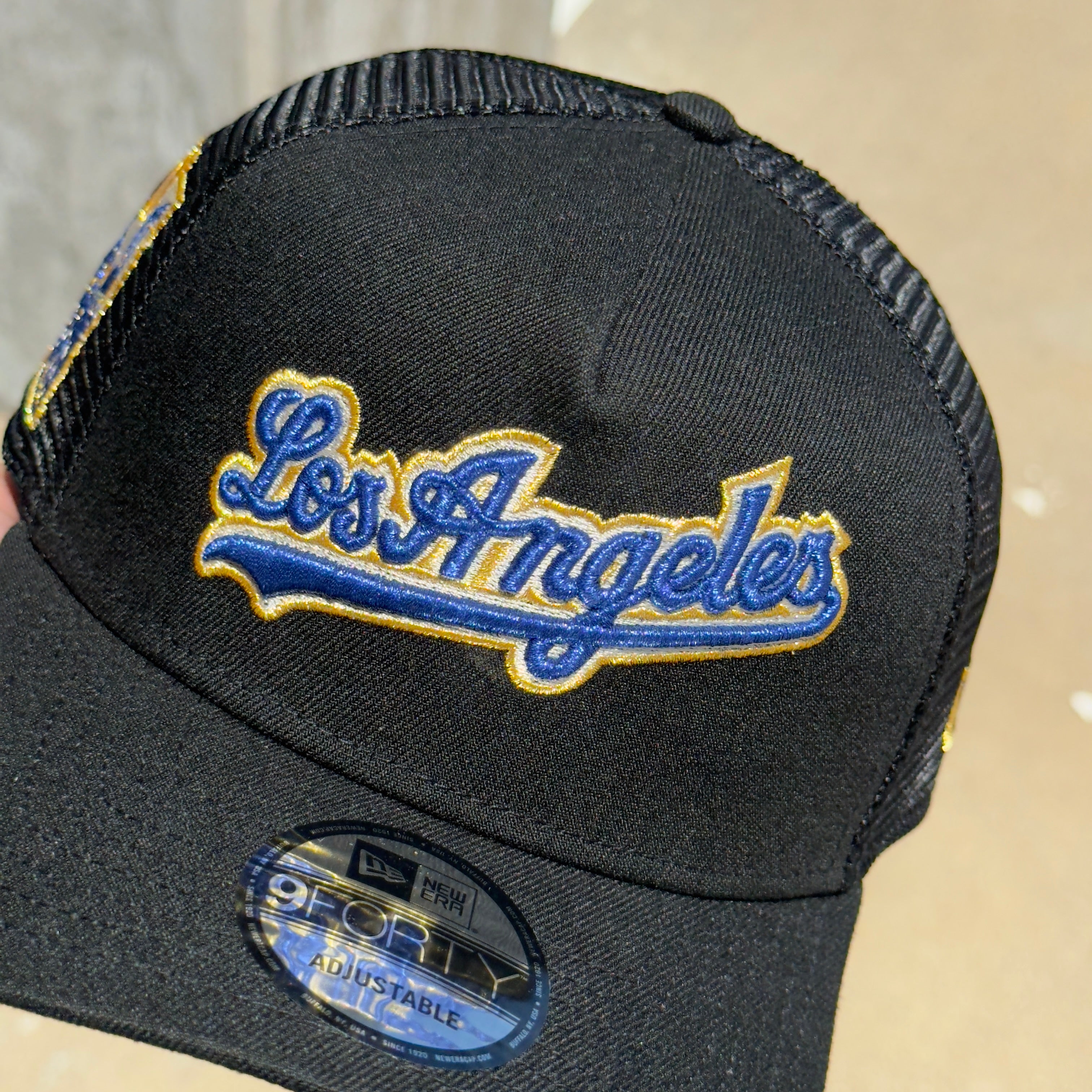 NEW Black Los Angeles Dodgers 60th Anniversary Trucker New Era 9Forty Adjustable One Size A-Frame