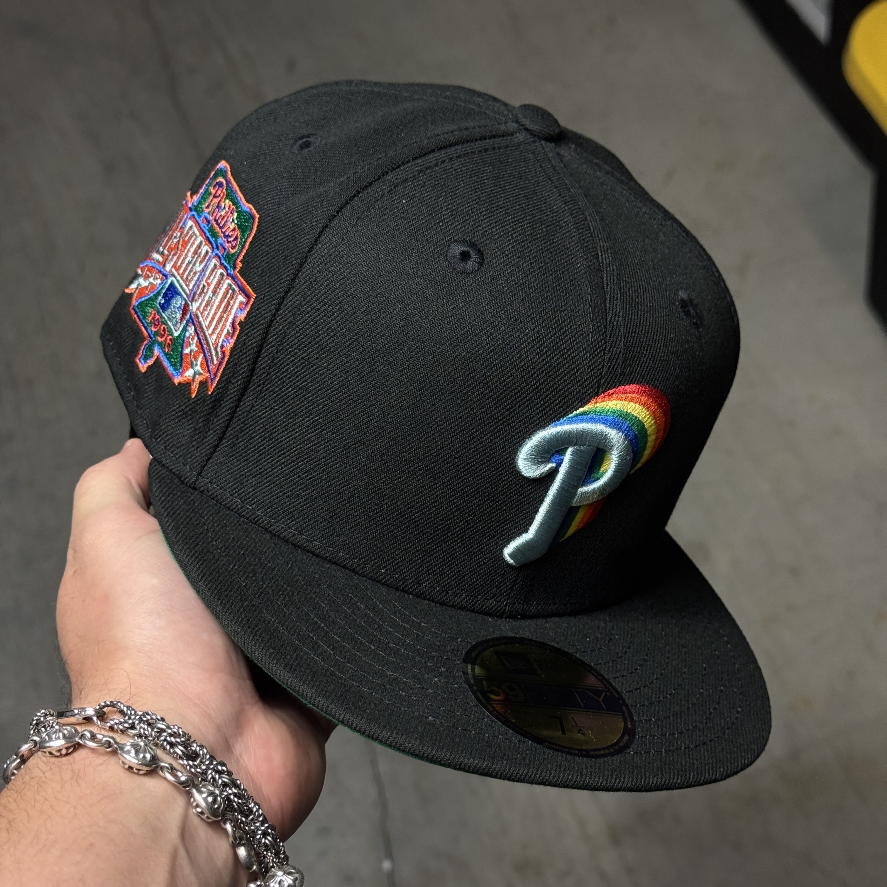 NWT 1/4 Black Philadelphia Phillies 1996 All Star Game 59fifty New Era Fitted Hat Cap