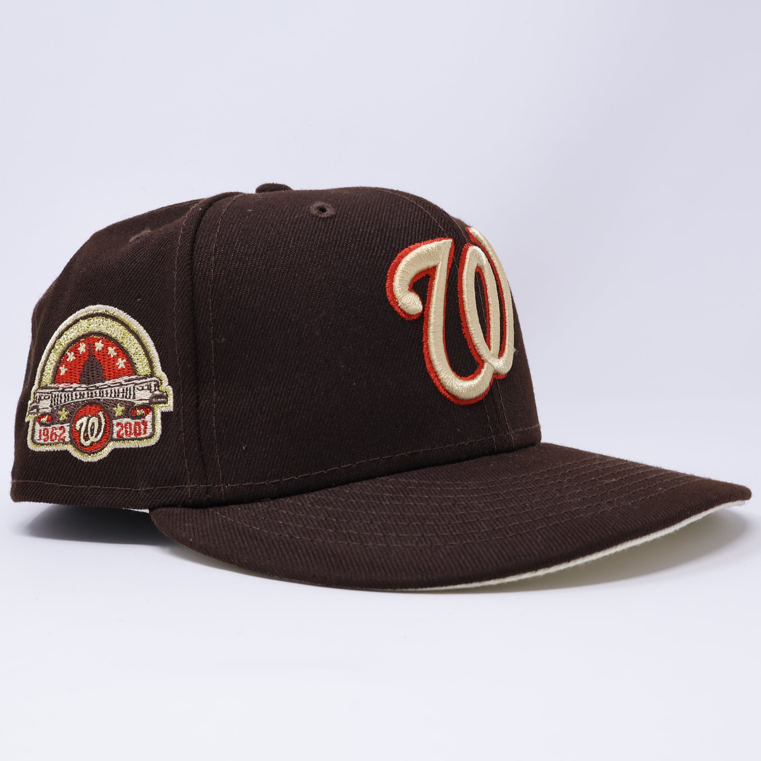 USED 1/4 Brown Washington Nationals Kennedy Memorial 59fifty New Era Fitted Hat Cap