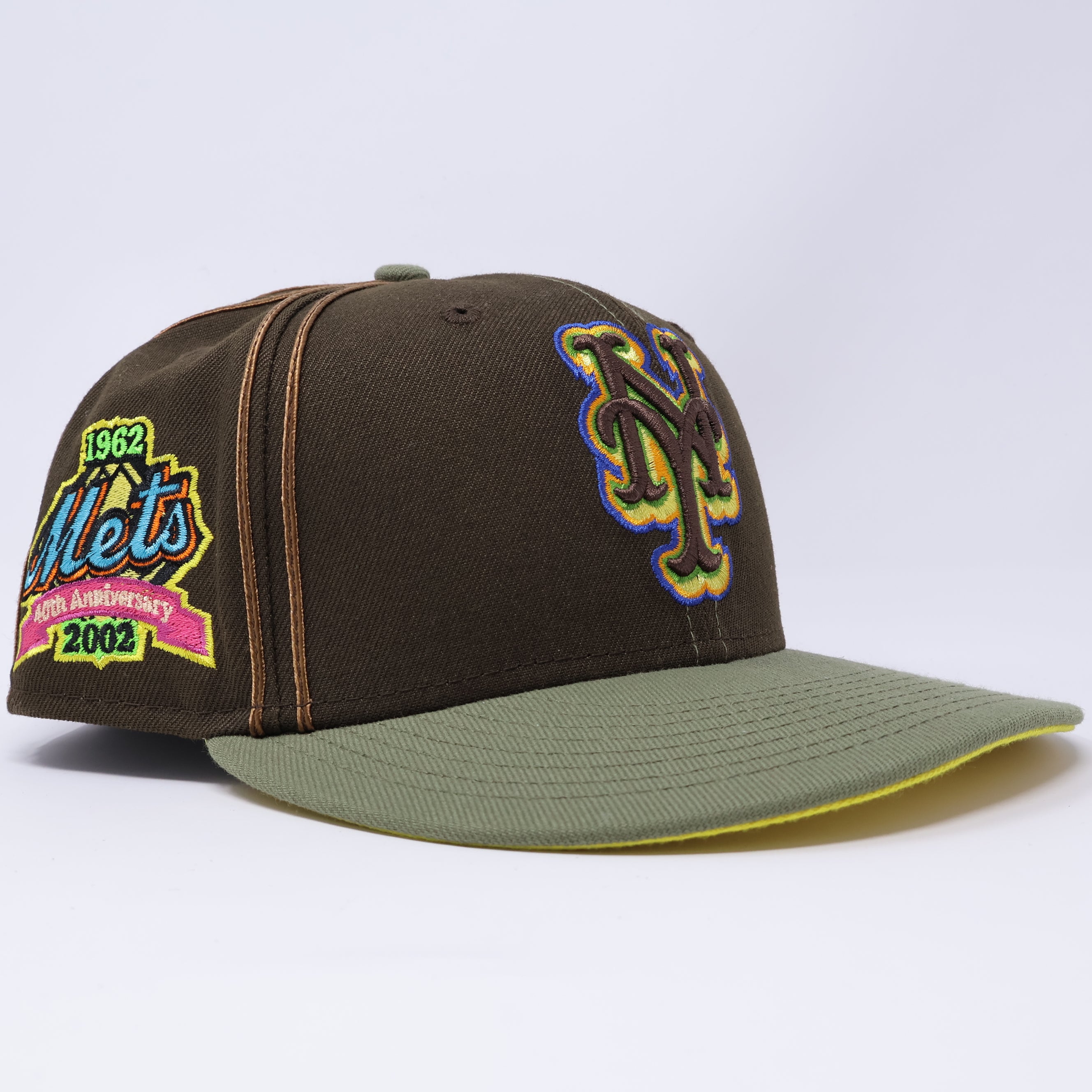 USED 1/4 Brown New York Mets 40th Anniversary 59fifty New Era Fitted Hat Cap