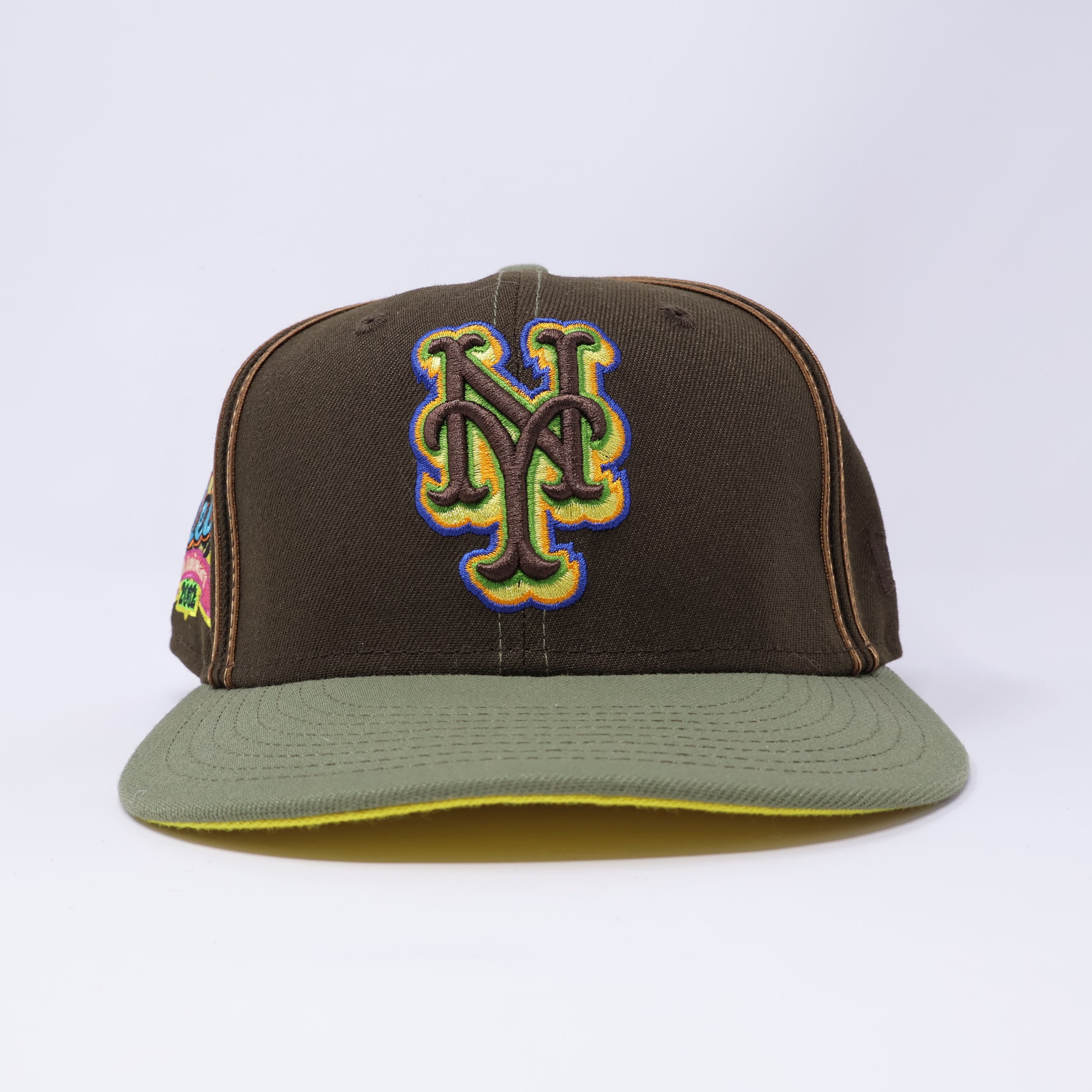 USED 1/4 Brown New York Mets 40th Anniversary 59fifty New Era Fitted Hat Cap