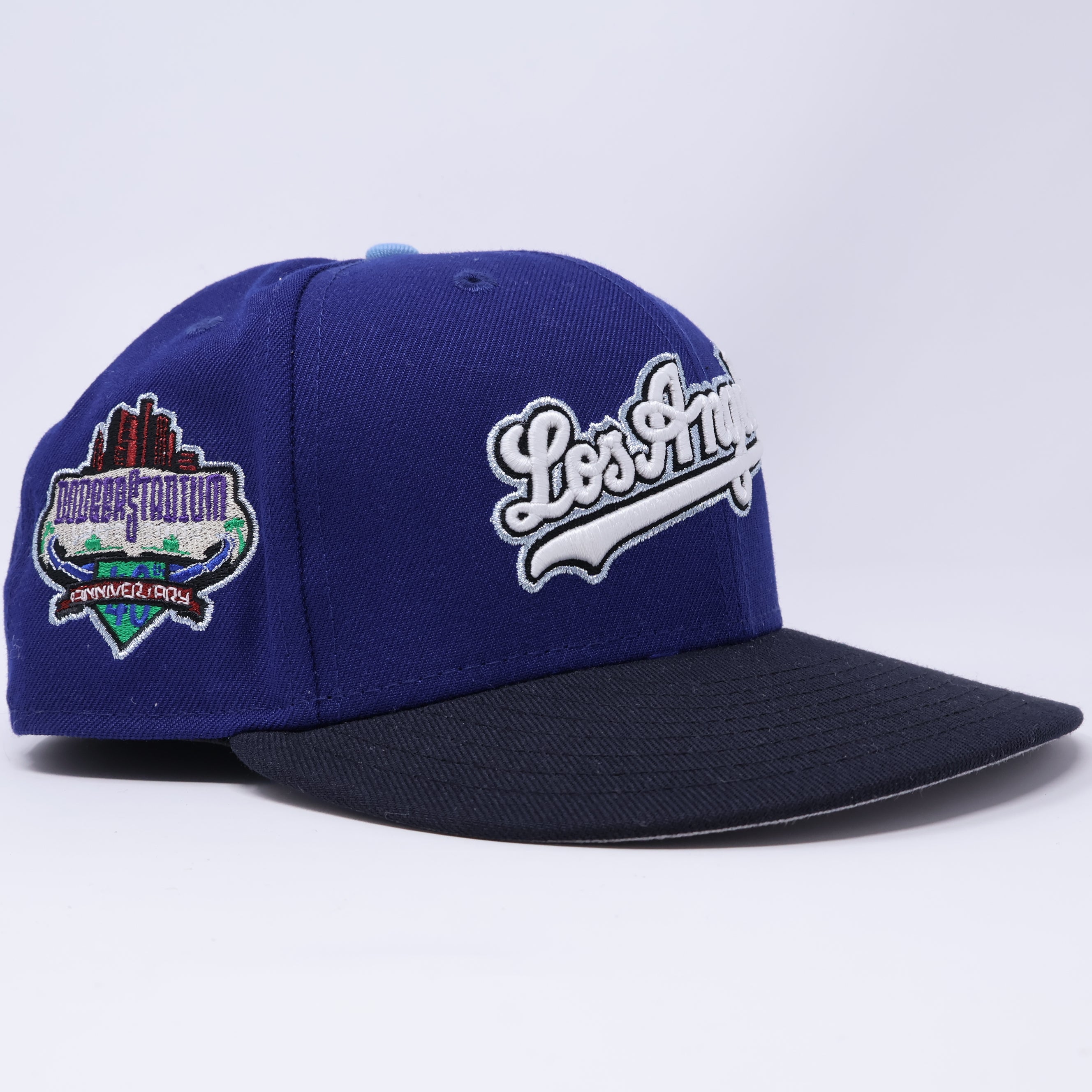 USED 1/2 Blue Los Angeles Dodgers 40th Anniversary 59fifty New Era Fitted Hat Cap