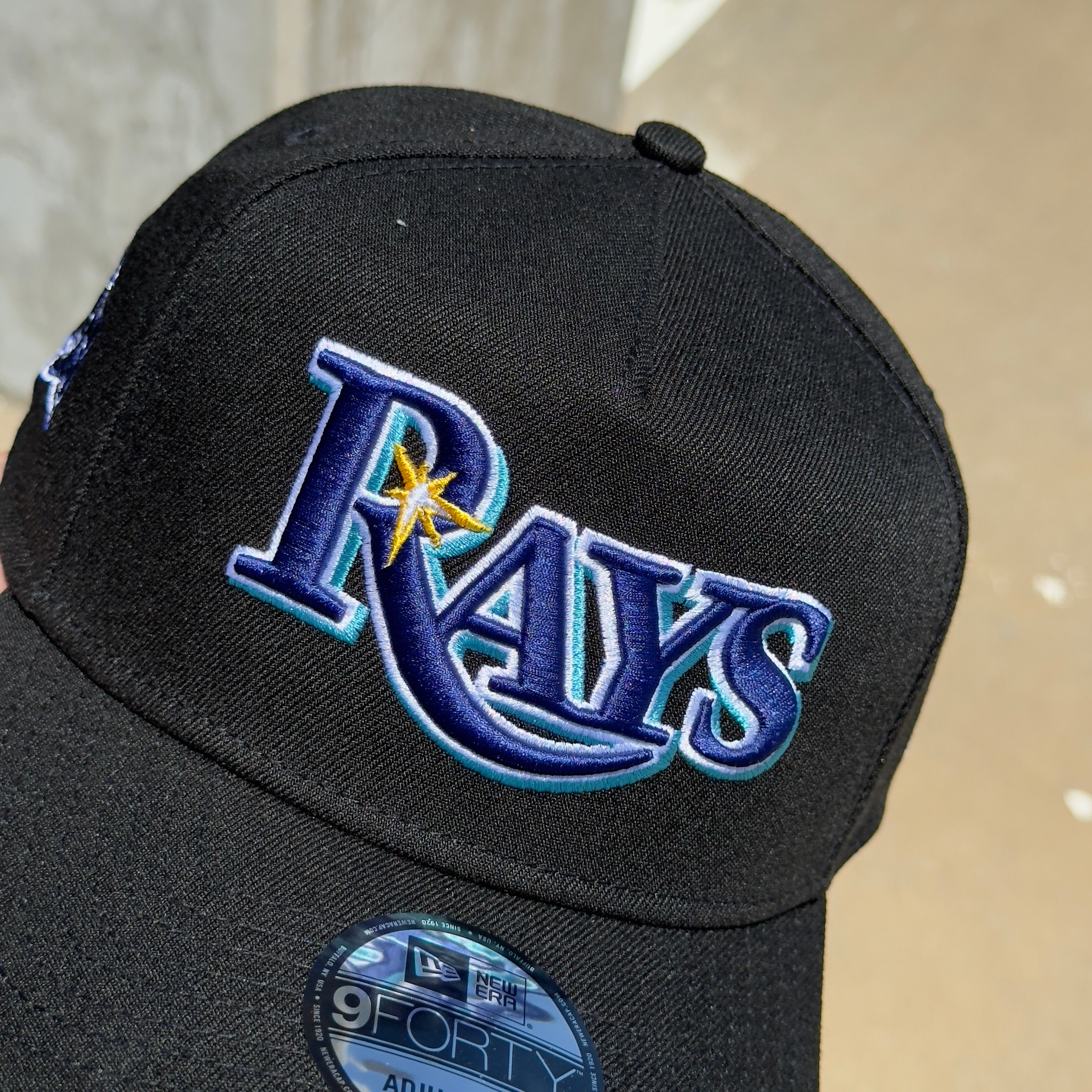 NEW Black Tampa Bay Devil Rays Logo New Era 9Forty Adjustable One Size A-Frame
