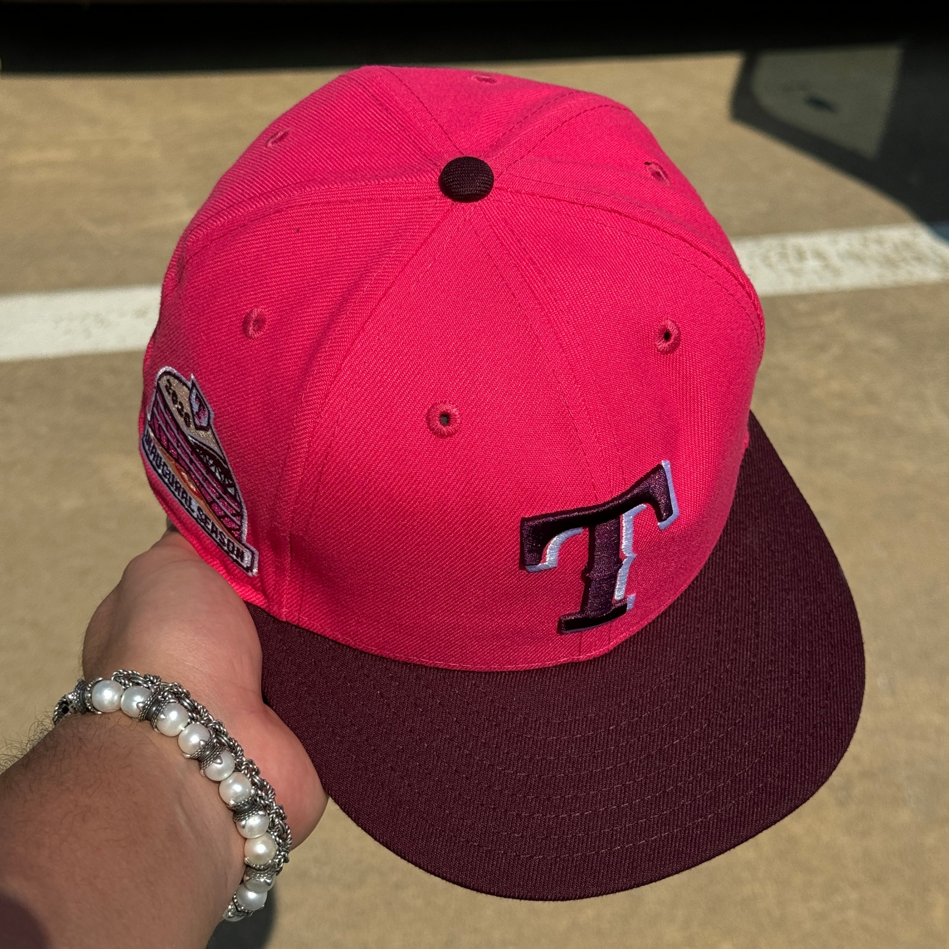 USED 1/8 Pink Dallas Texas Rangers Inaugural Season 59fifty New Era Fitted Hat Cap