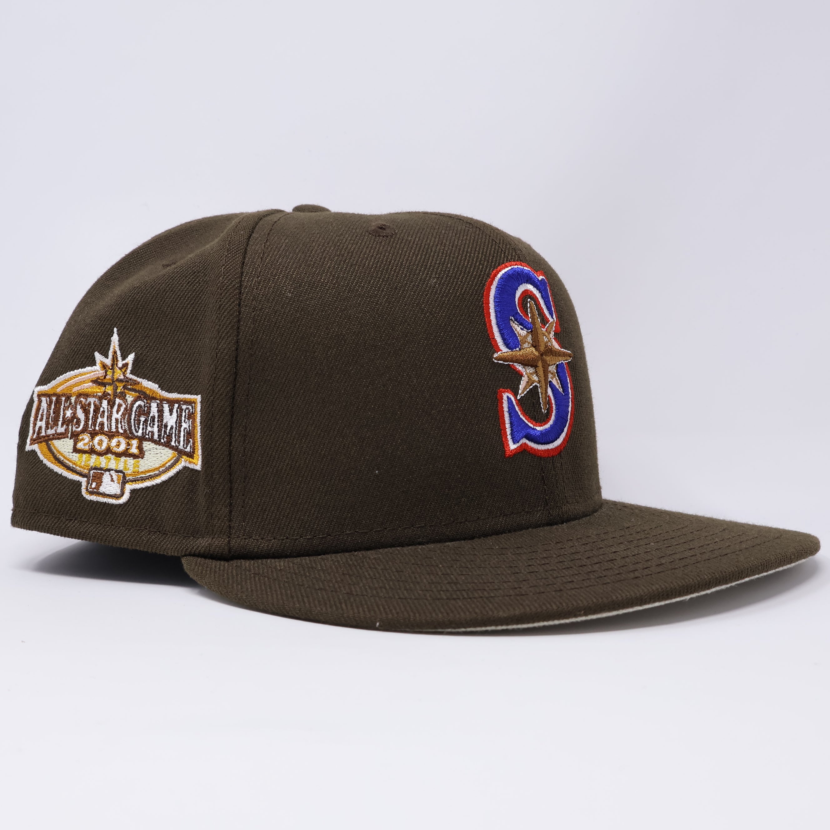 USED 7/8 Brown Seattle Mariners 2001 All Star Game 59fifty New Era Fitted Hat Cap