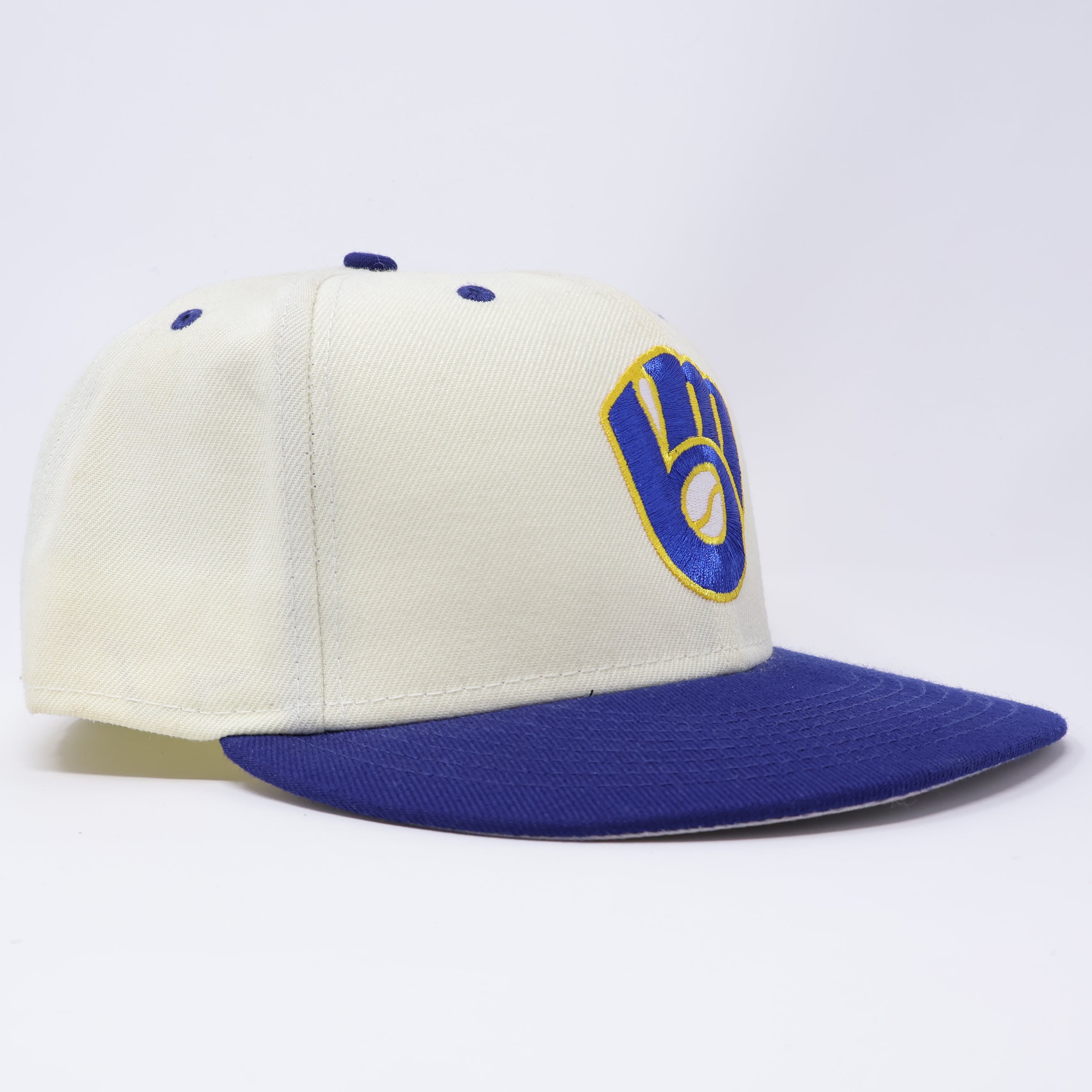 USED 8 Chrome Milwaukee Brewers Simple Clean Dope 59fifty New Era Fitted Hat Cap