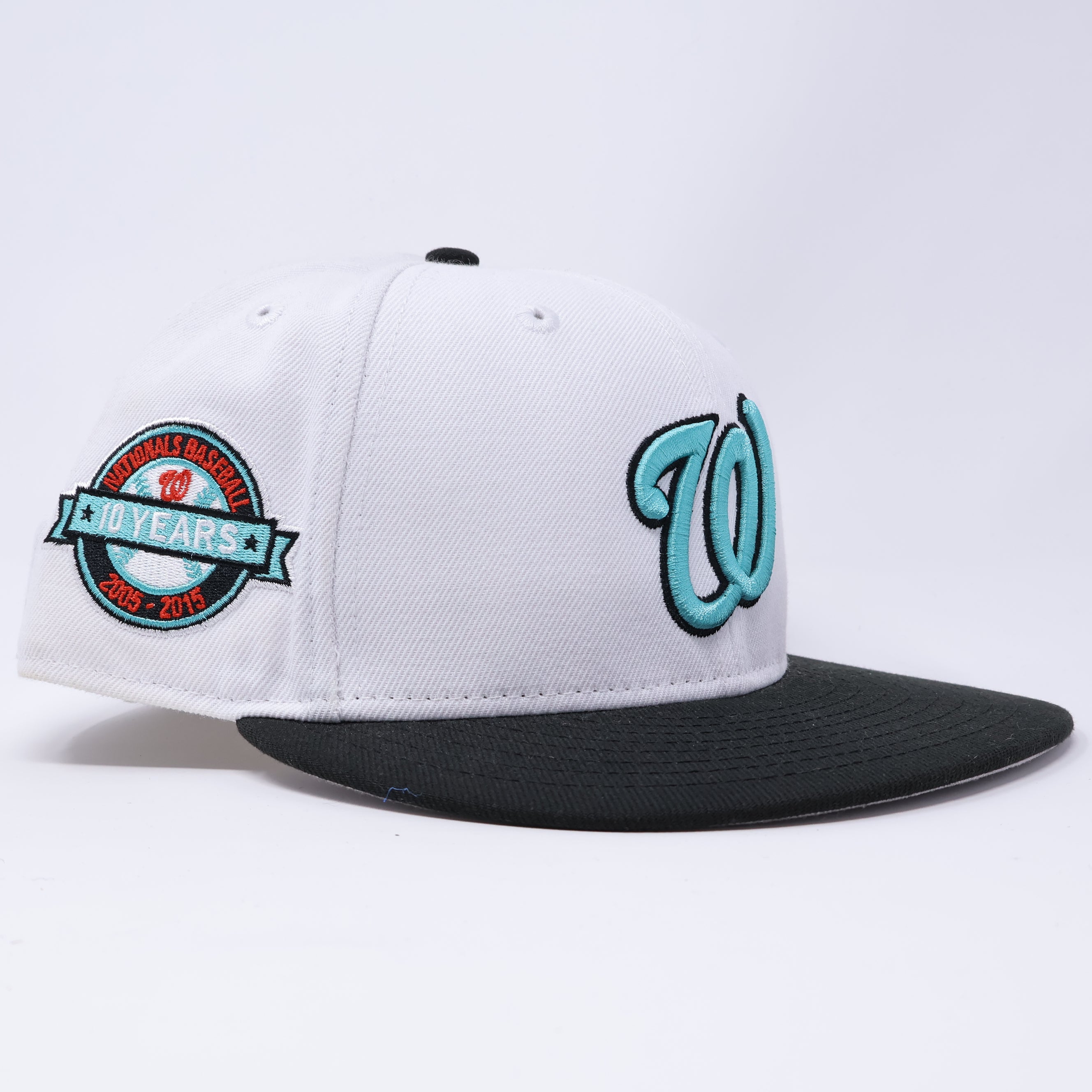 USED 3/4 White Washington Nationals 10 Years 59fifty New Era Fitted Hat Cap