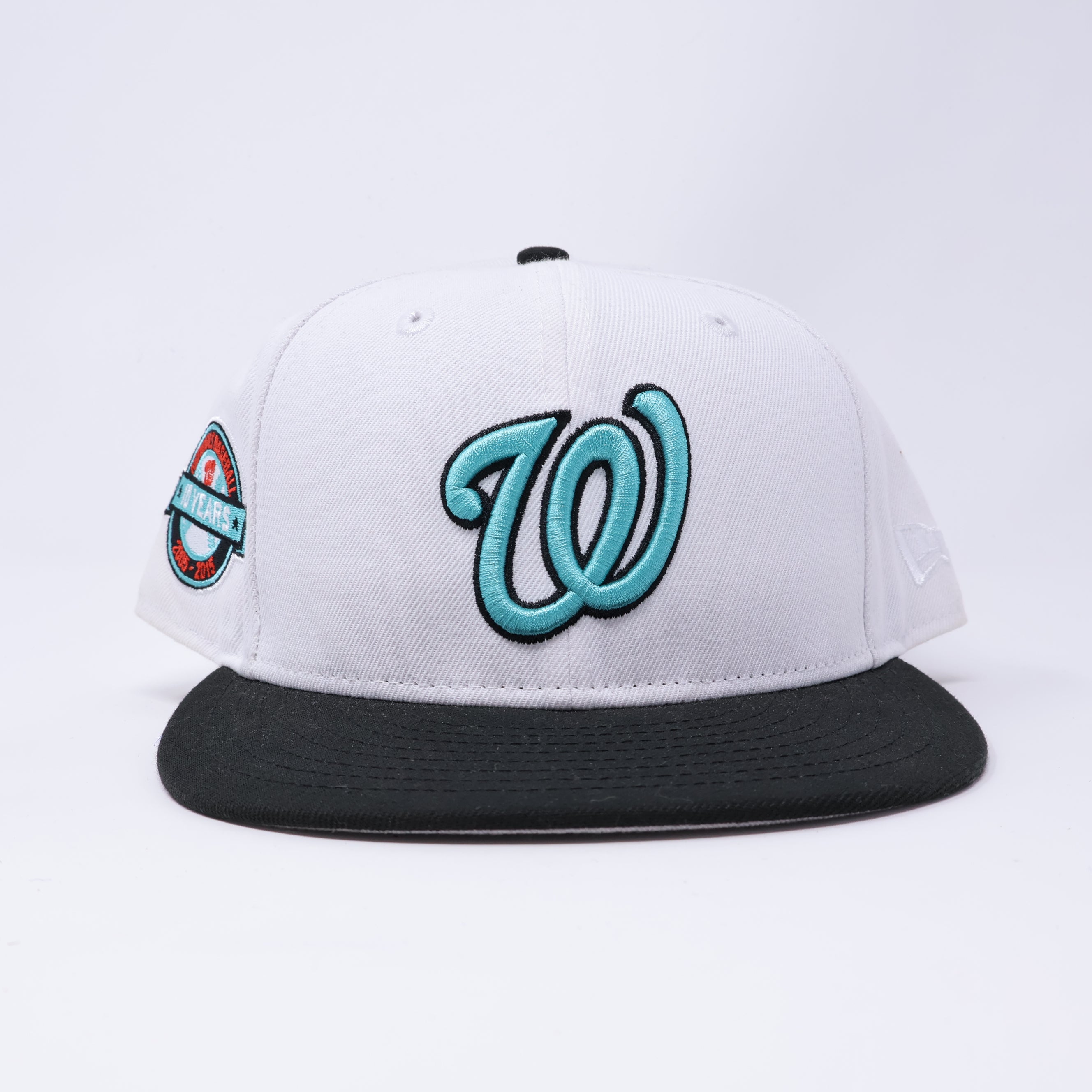 USED 3/4 White Washington Nationals 10 Years 59fifty New Era Fitted Hat Cap