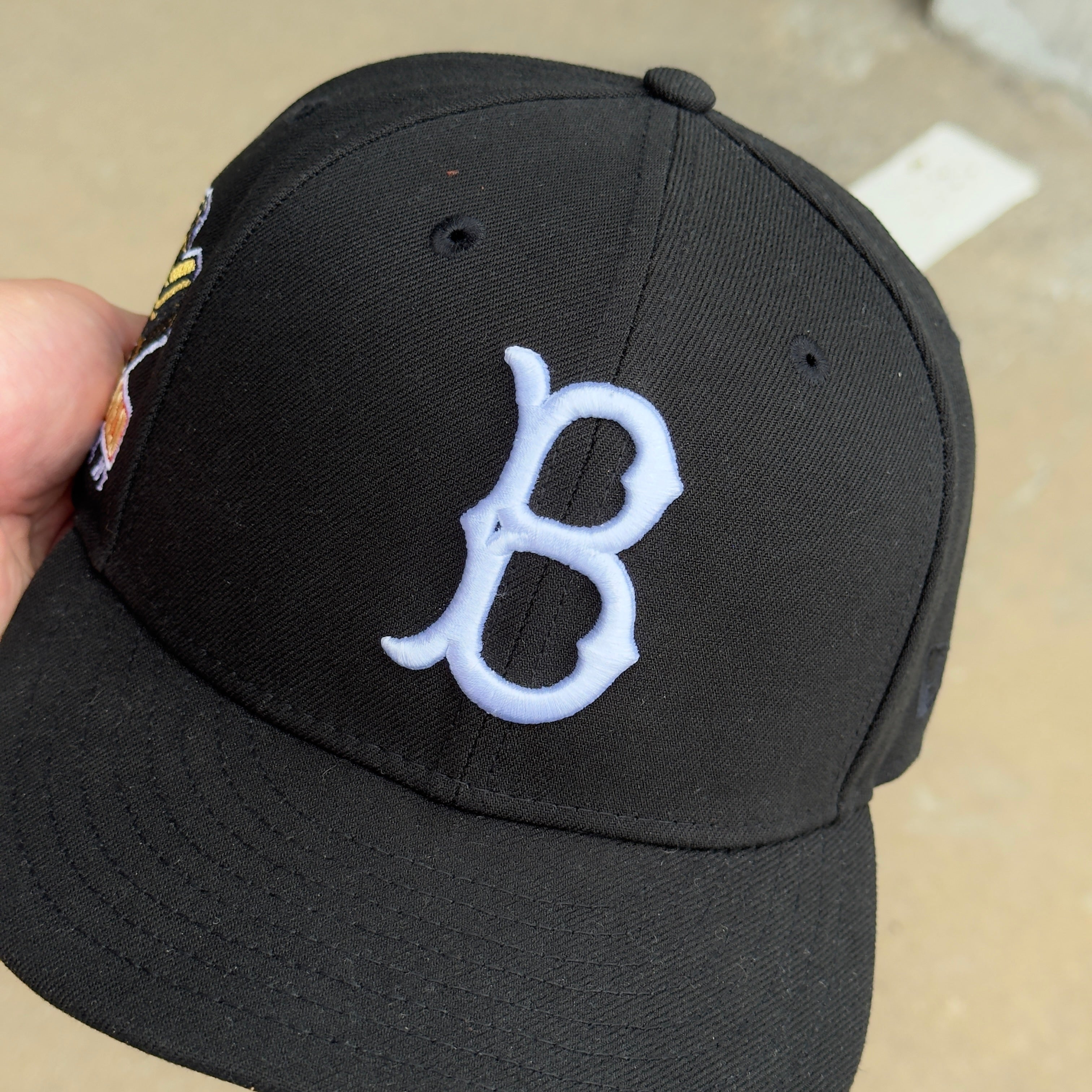 USED 1/2 Black Brooklyn Dodgers Ebbets Field 59FIFTY New Era Fitted Hat