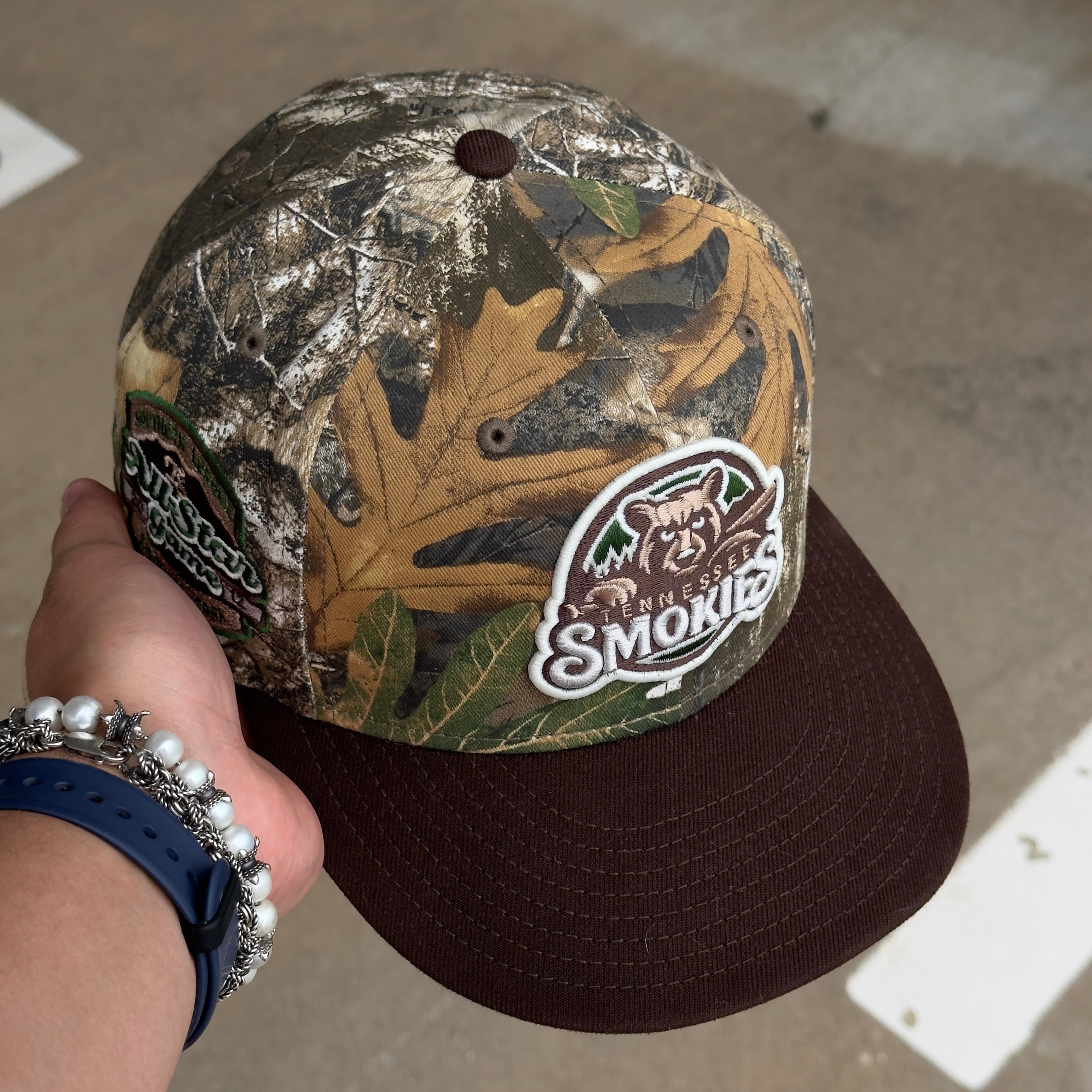 USED 1/2 Camo Realtree Tennesse Smokies All Star Game 59FIFTY New Era Fitted Hat