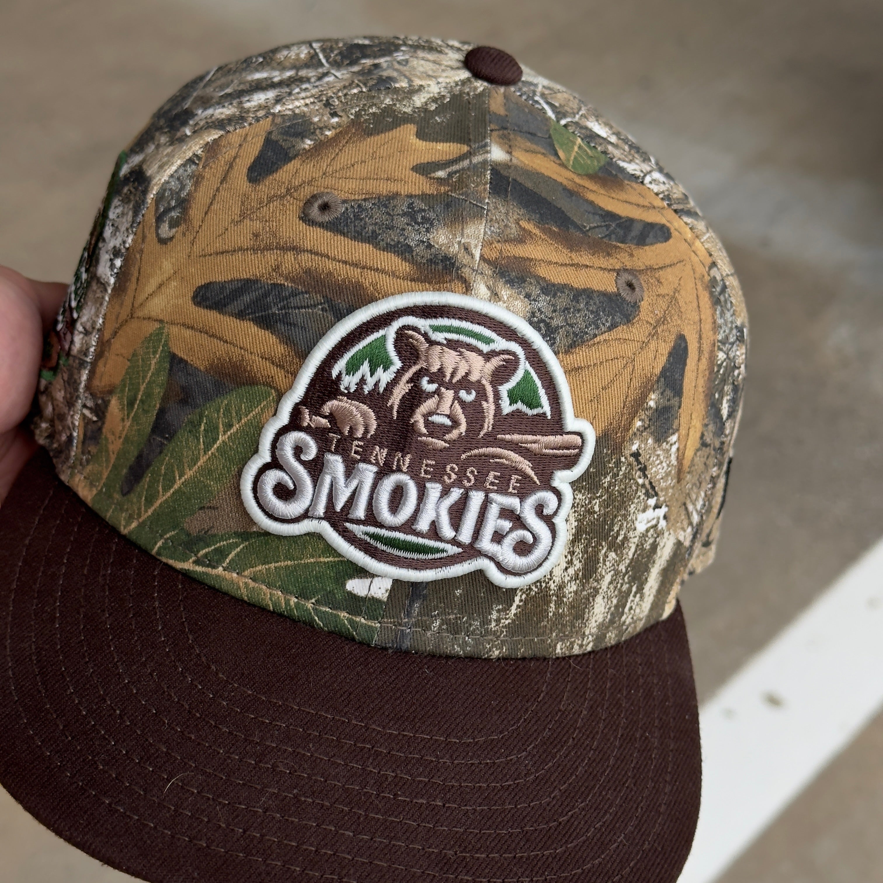 USED 1/2 Camo Realtree Tennesse Smokies All Star Game 59FIFTY New Era Fitted Hat