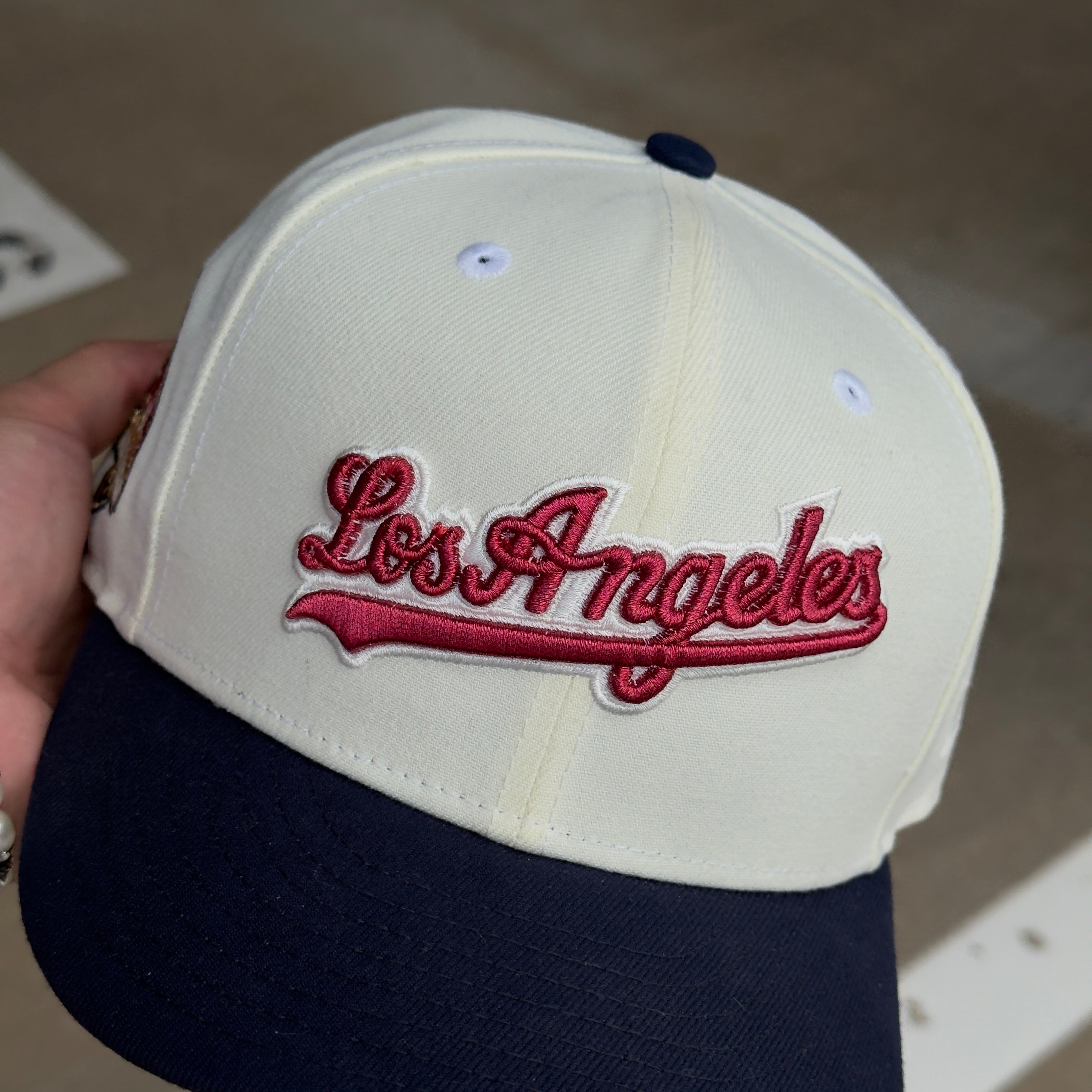 USED 1/2 Chrome Los Angeles 50th Aniversary Red 59FIFTY New Era Fitted Hat