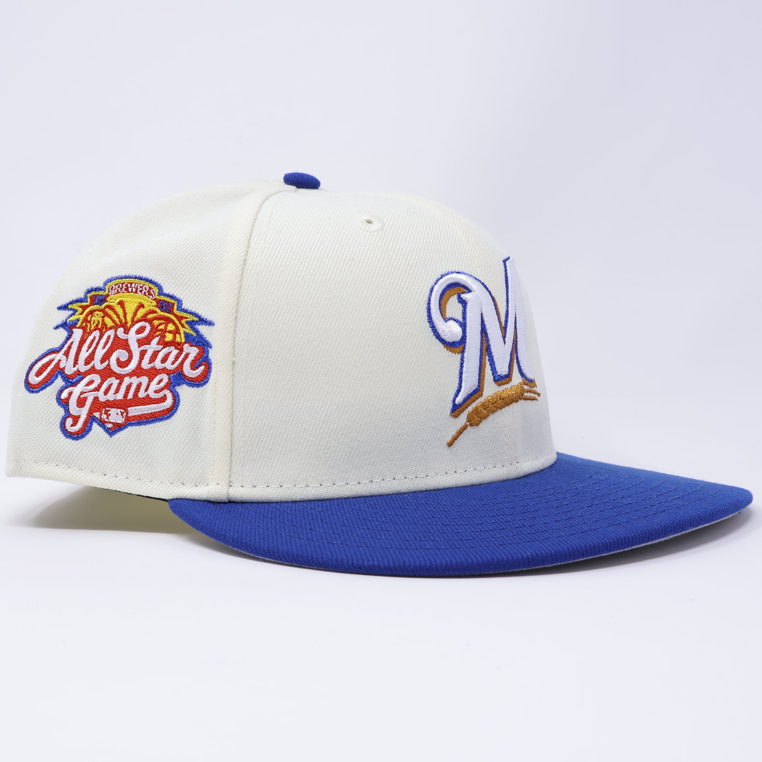 USED 3/4 Chrome Milwaukee Brewers 2002 All Star Game 59fifty New Era Fitted Hat Cap