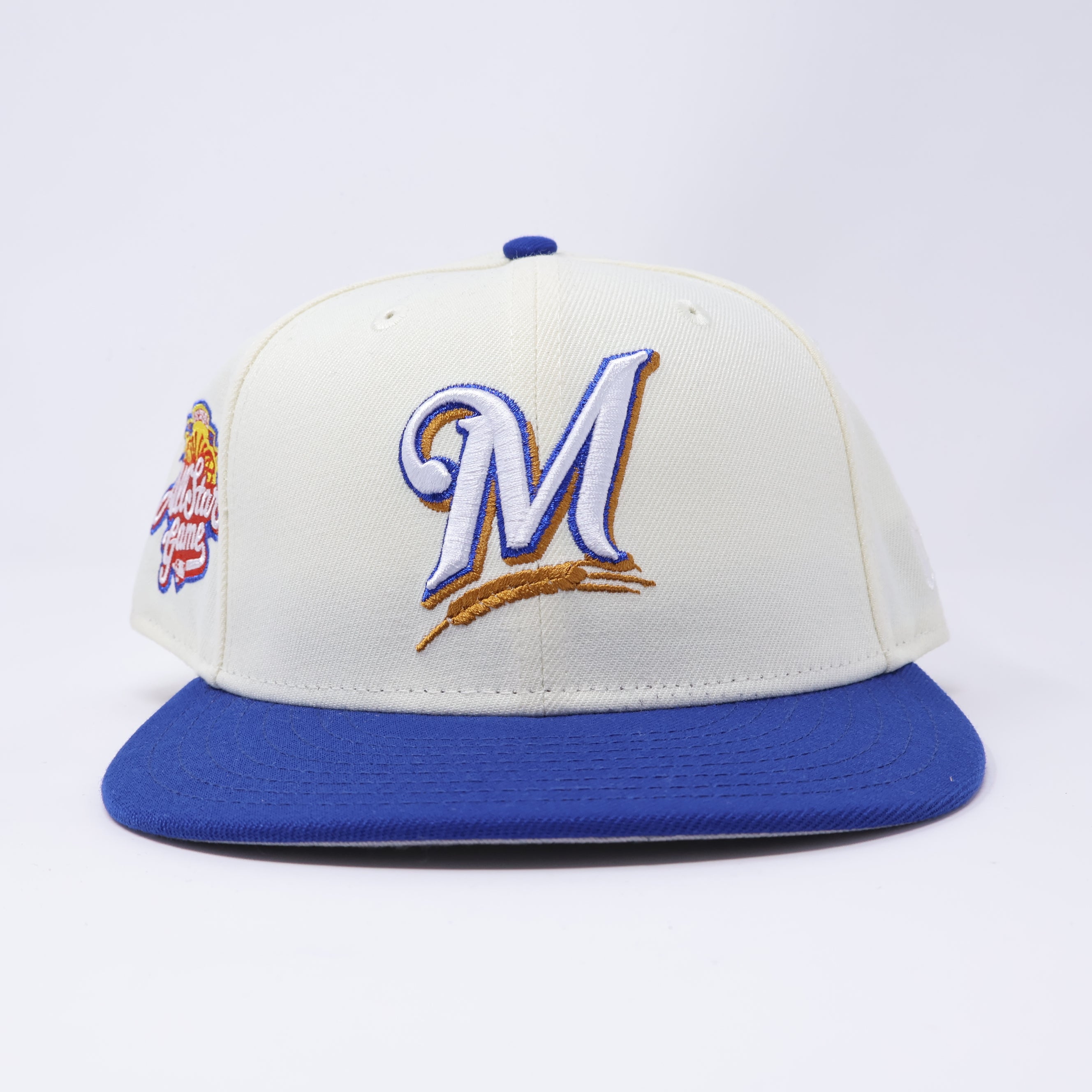 USED 3/4 Chrome Milwaukee Brewers 2002 All Star Game 59fifty New Era Fitted Hat Cap