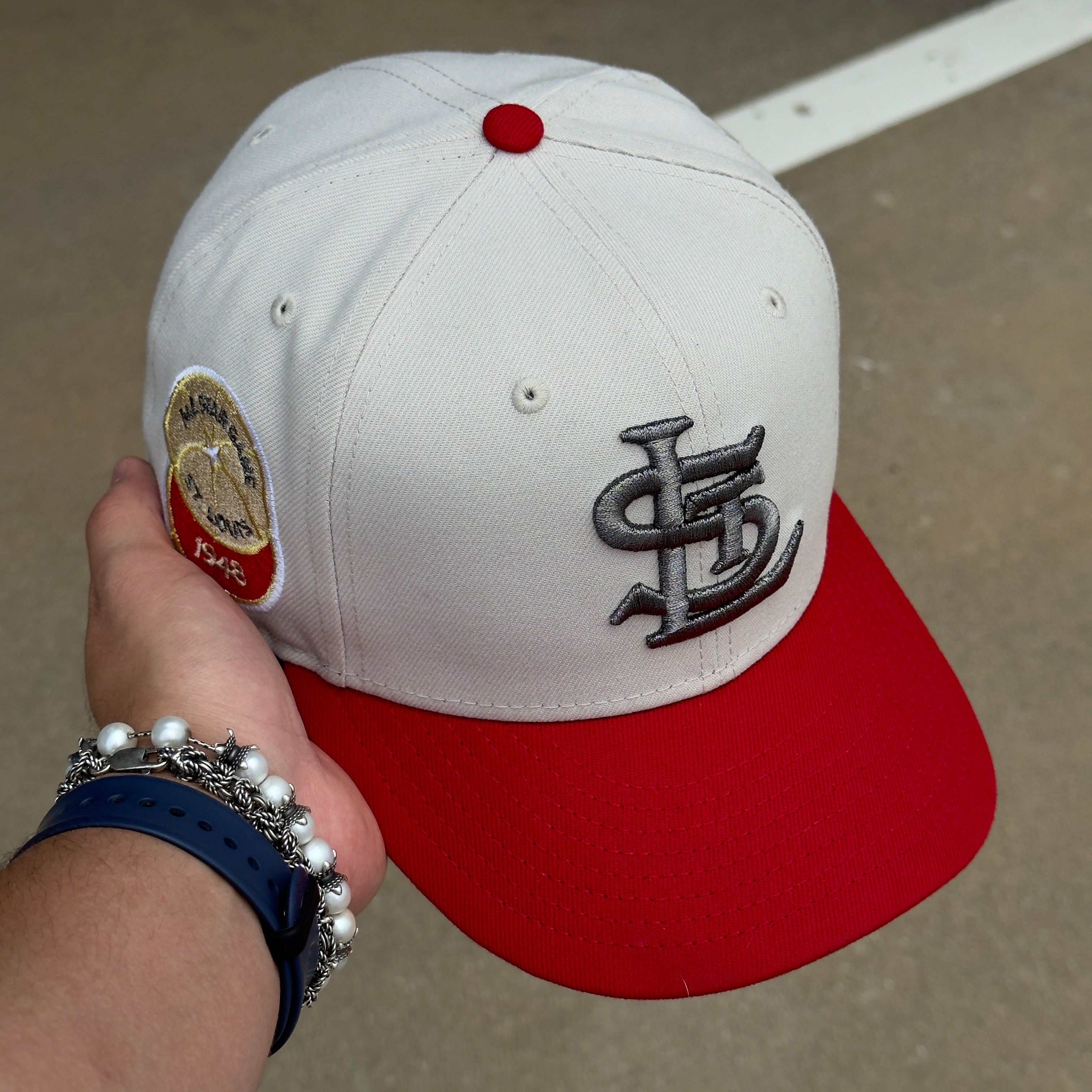 USED 1/2 Stone St. Louis Cardinals All Star Game 59FIFTY New Era Fitted Hat