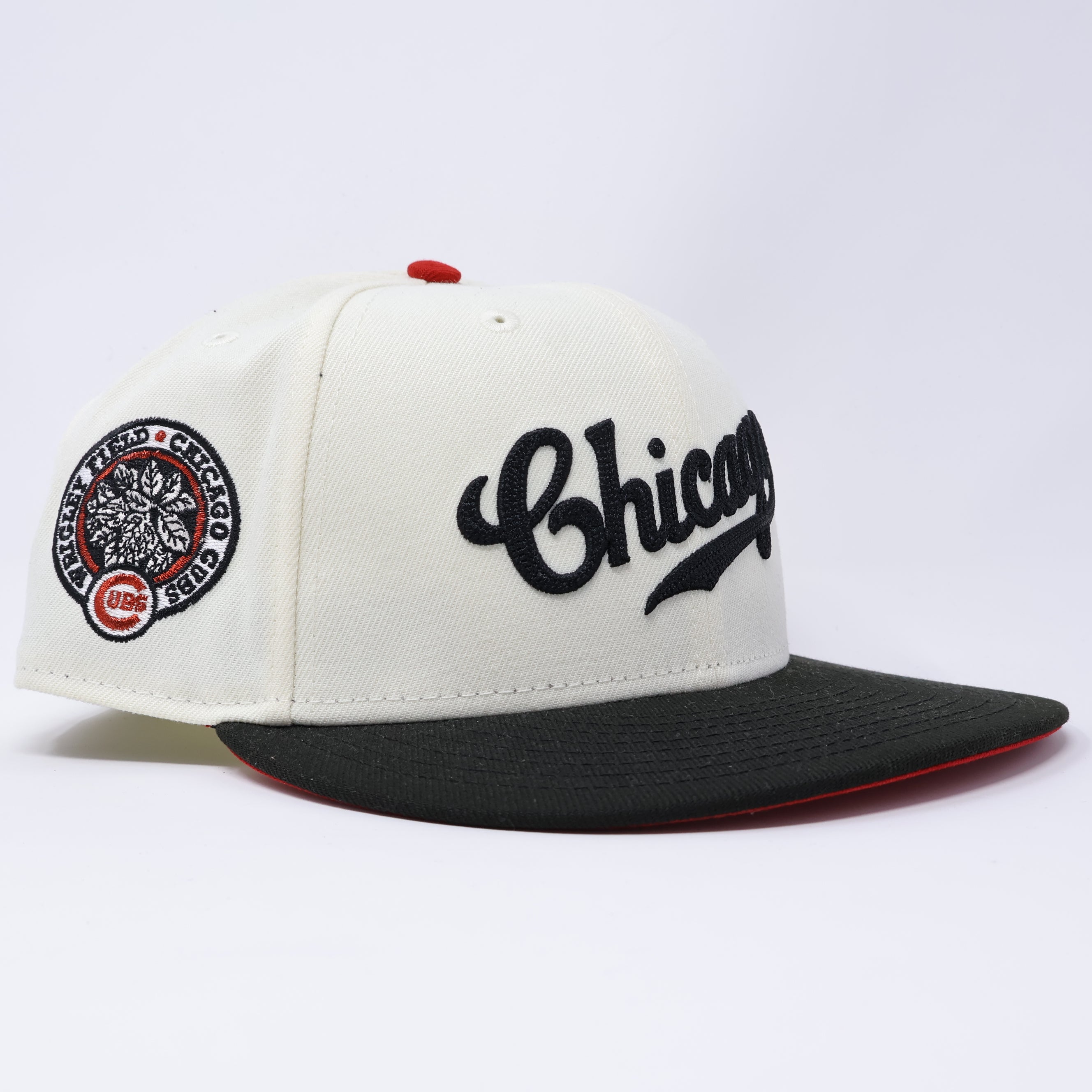USED 3/4 Chrome Chicago Cubs Wrigley Field 59fifty New Era Fitted Hat Cap