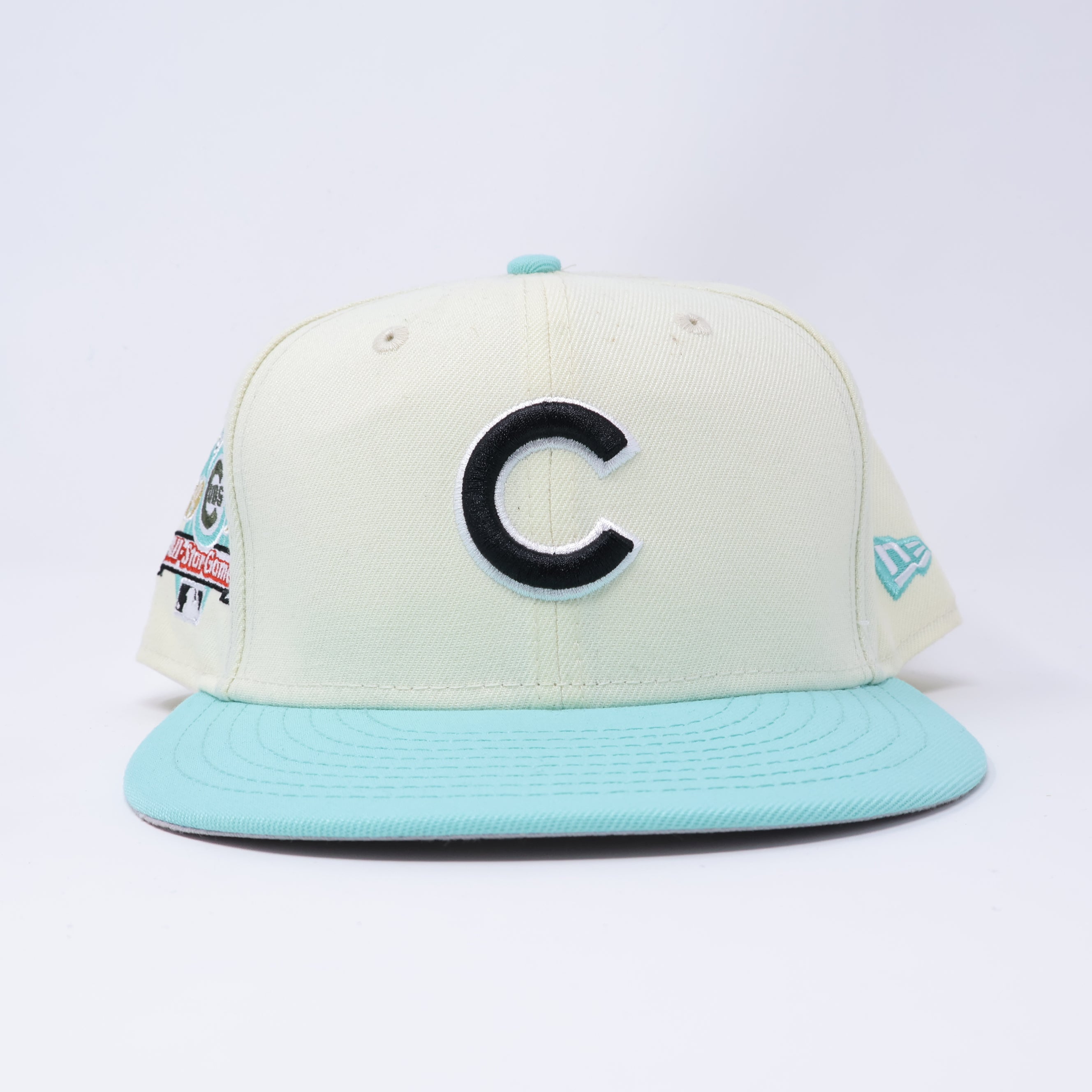 USED 3/4 Chrome Chicago Cubs 1990 All Star Game 59fifty New Era Fitted Hat Cap