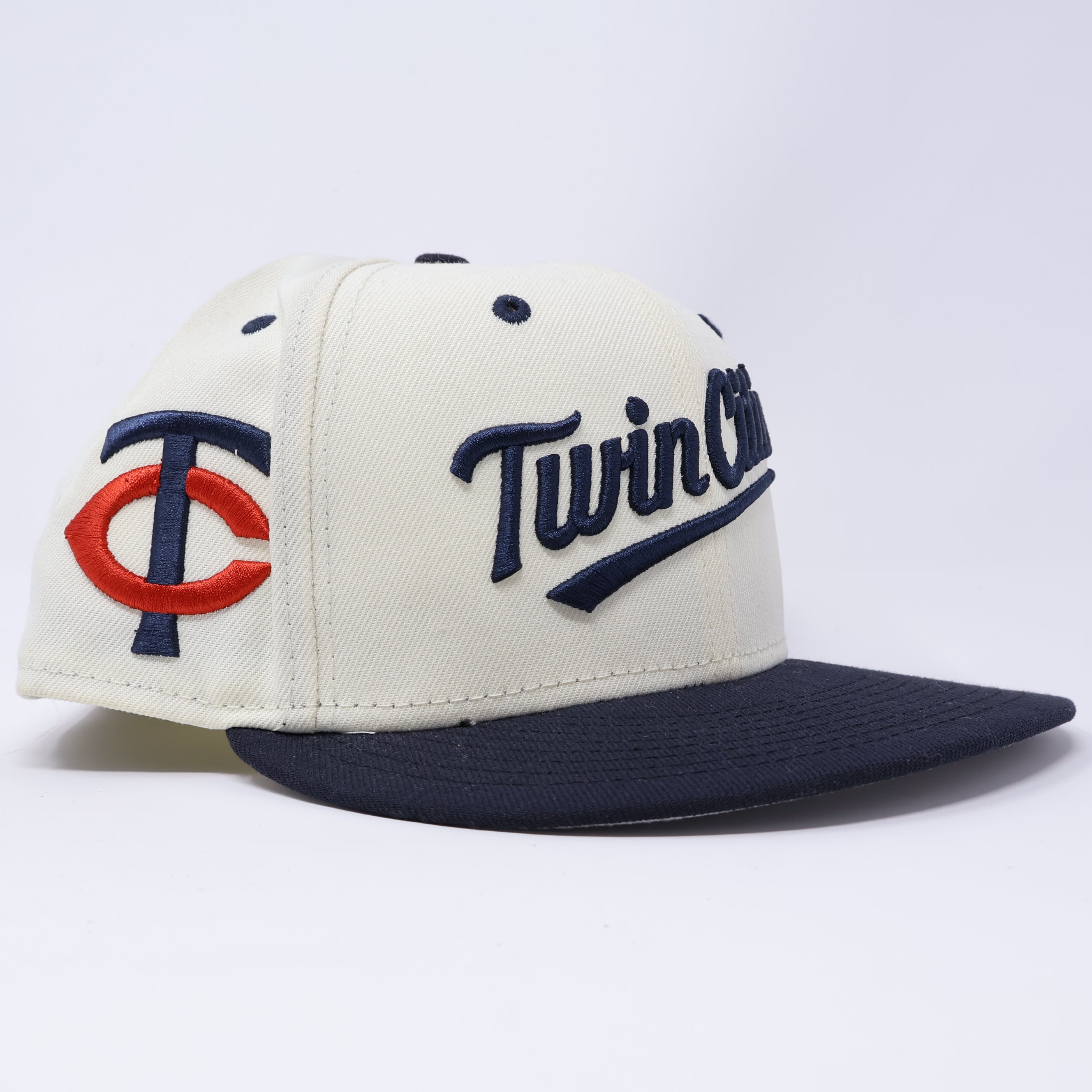 USED 5/8 Chrome Minnesota Twins Cities 59fifty New Era Fitted Hat Cap