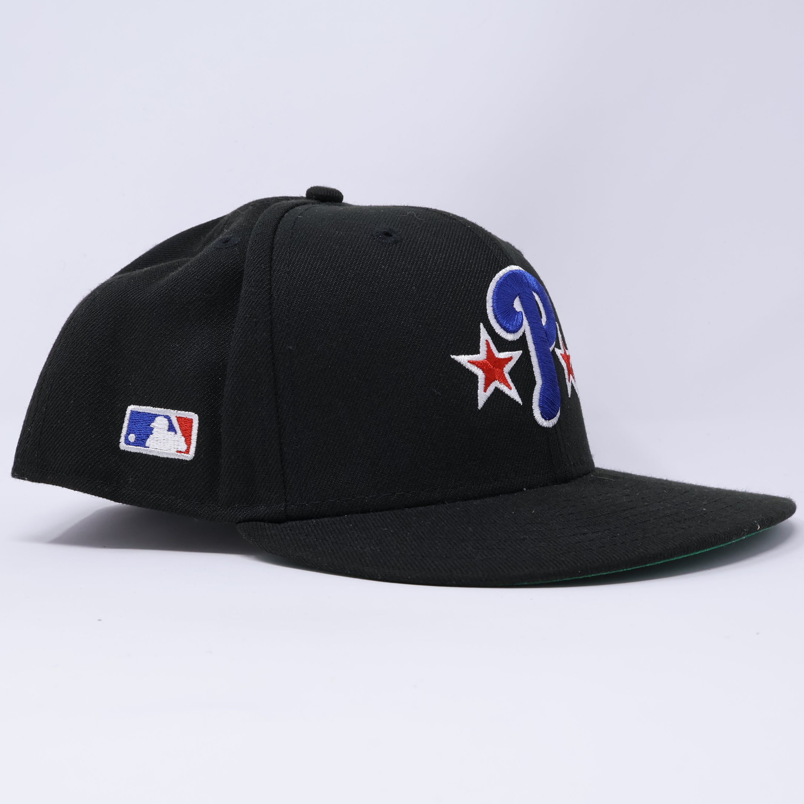 USED 5/8 Black Philadelphia Phillies MLB Logo 59fifty New Era Fitted Hat Cap