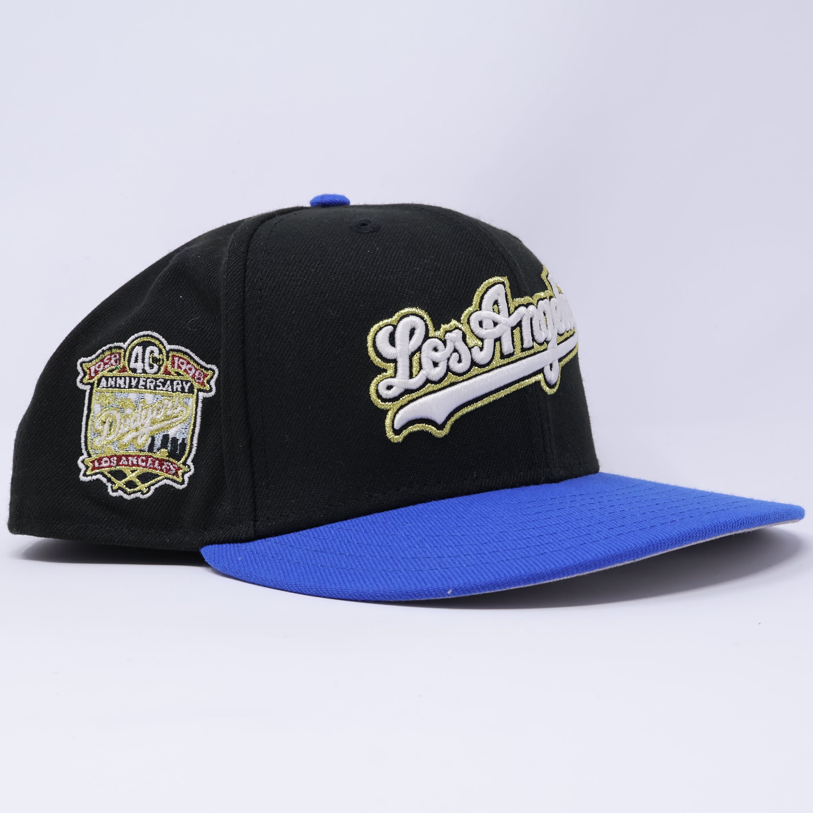 USED 5/8 Black Los Angeles Dodgers 40th Anniversary 59fifty New Era Fitted Hat Cap