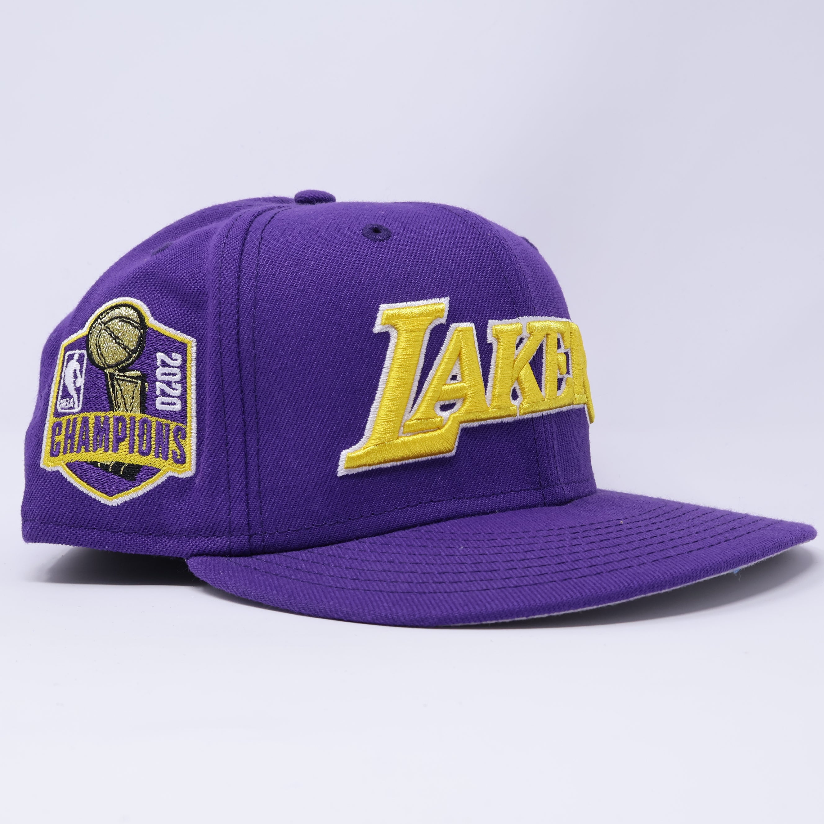 USED 5/8 Purple Los Angeles Lakers 2020 Champs NBA 59fifty New Era Fitted Hat Cap