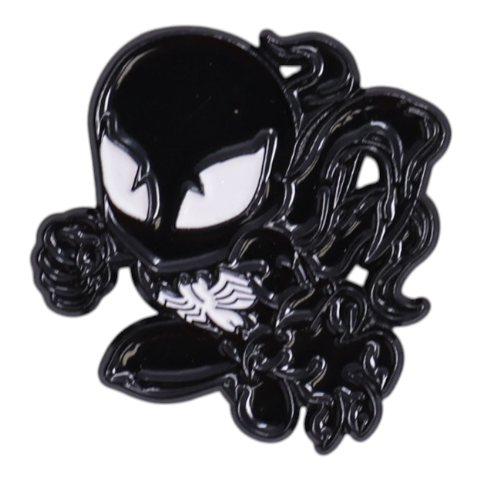 Black Suit Spider-Man Chibi White Spider Man Logo Graphic Pin