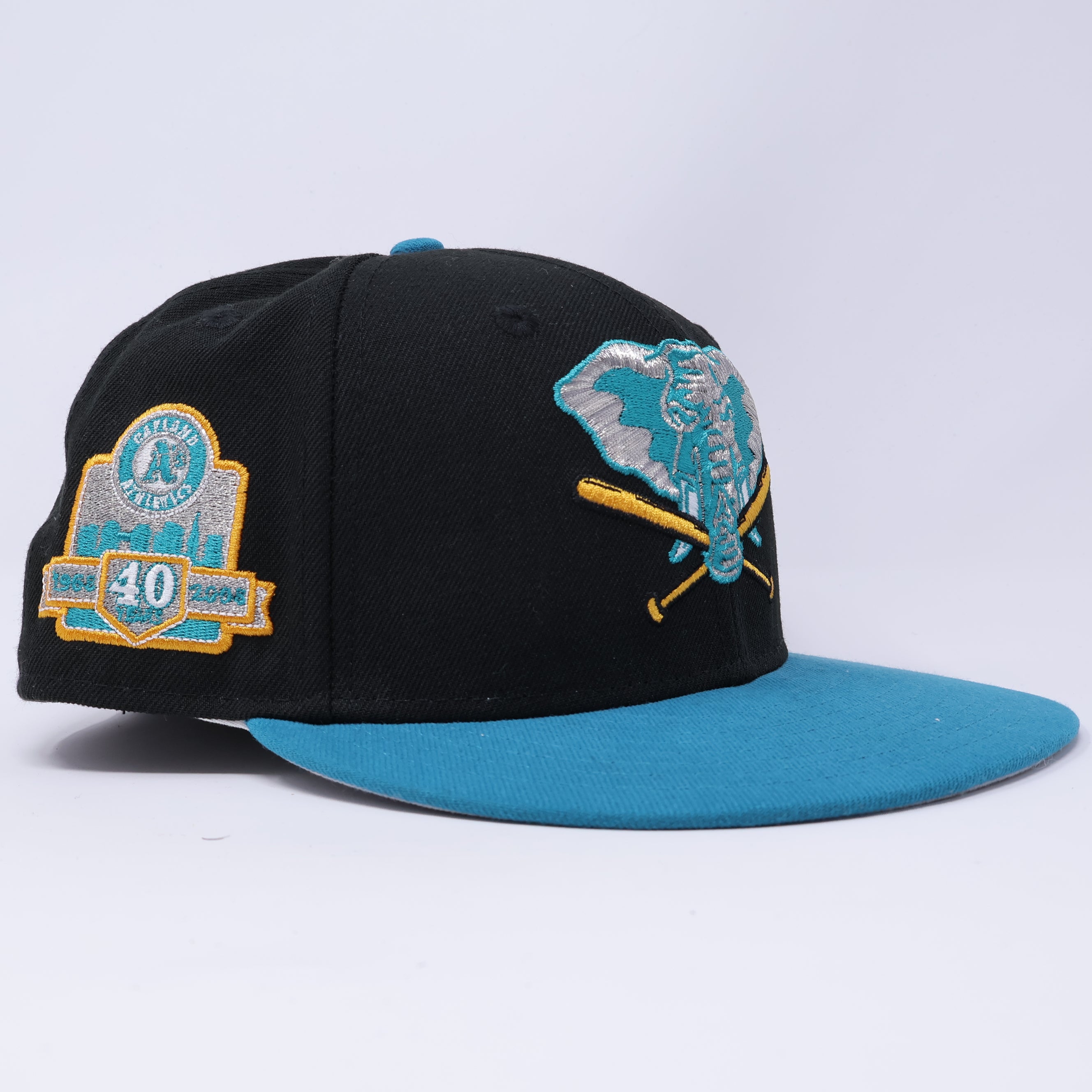 USED 5/8 Black Oakland Athletics 40th Anniversary 59fifty New Era Fitted Hat Cap