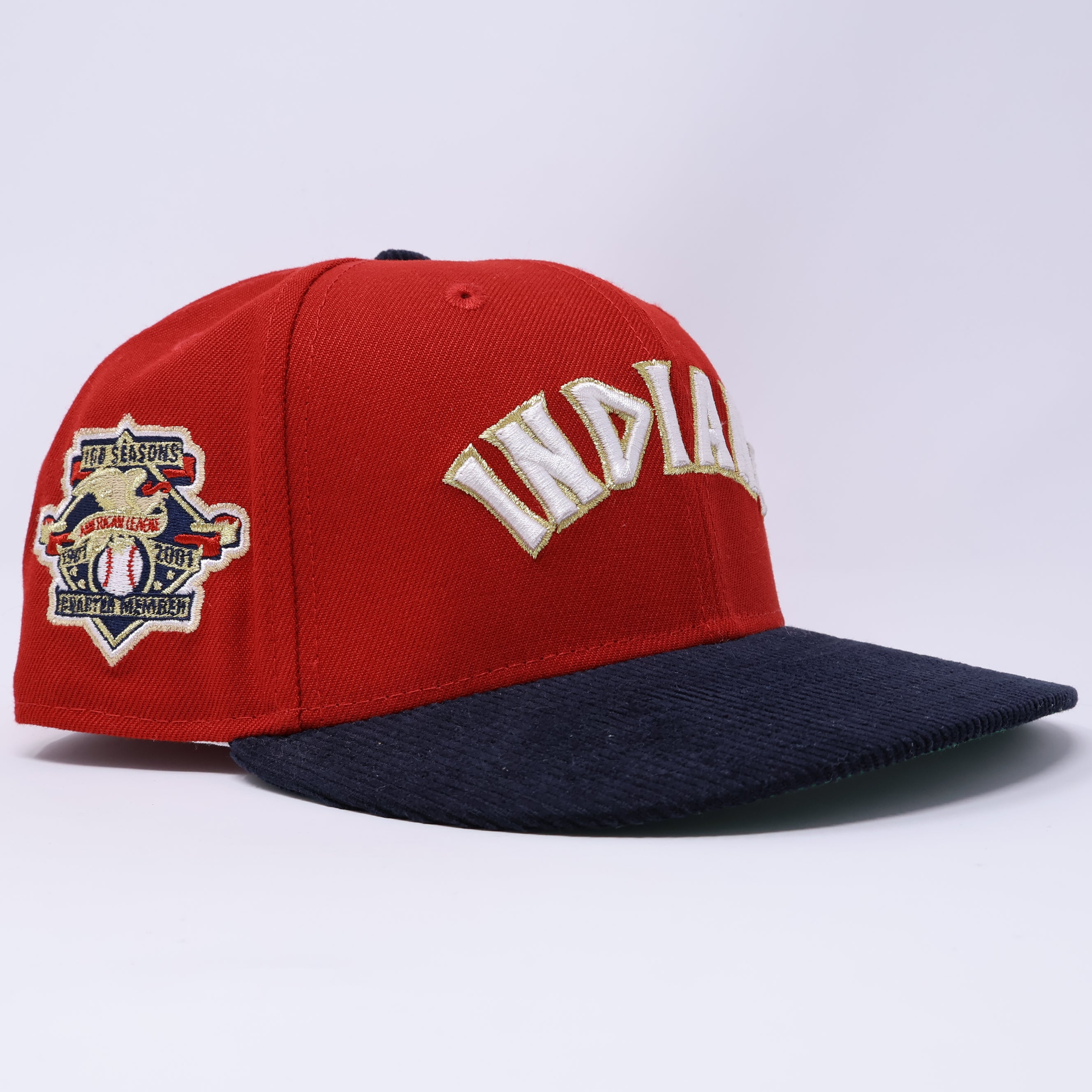 USED 1/8 Red Cleveland Indians 100 Season 59fifty New Era Fitted Hat Cap