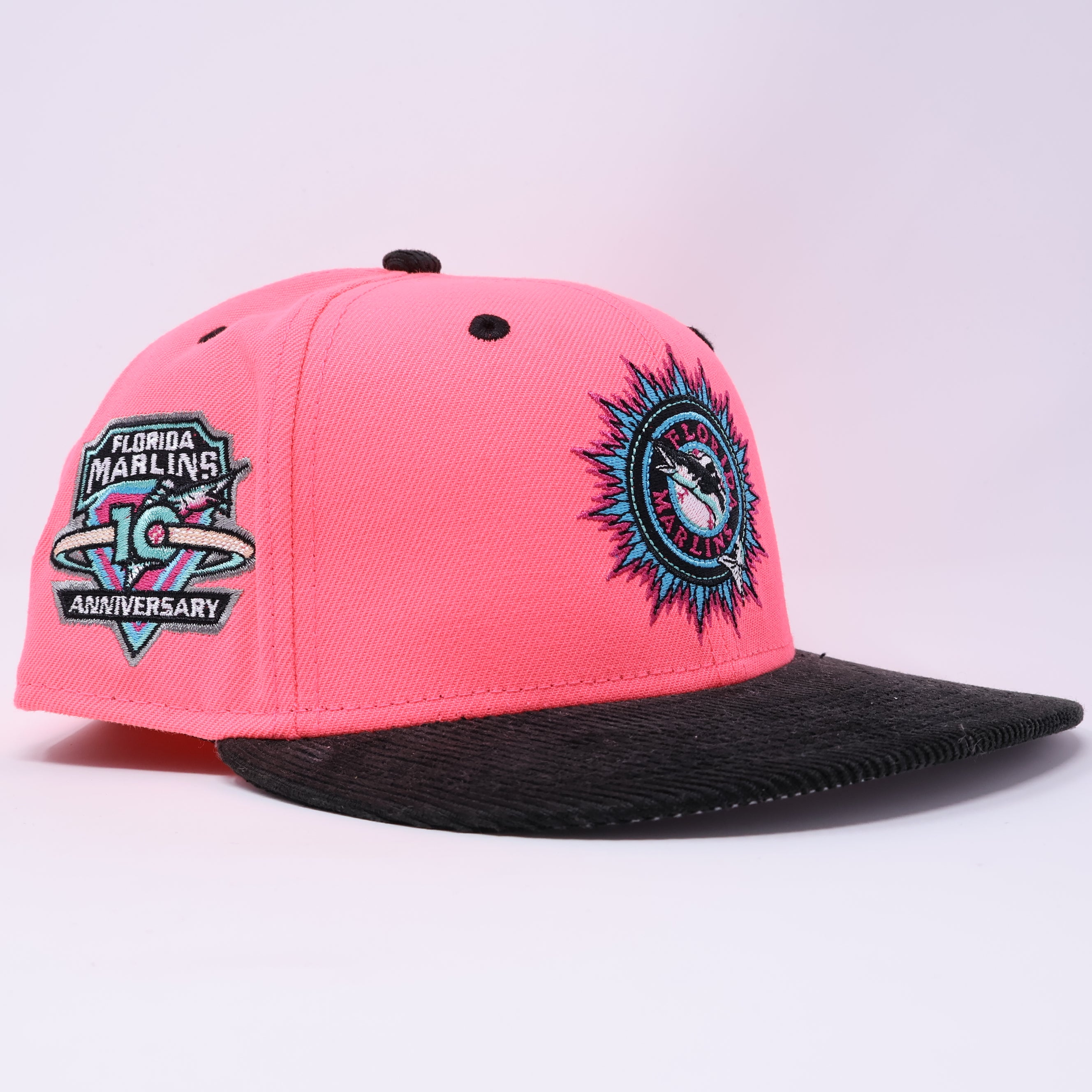 USED 1/8 Pink Florida Marlins 10th Anniversary 59fifty New Era Fitted Hat Cap