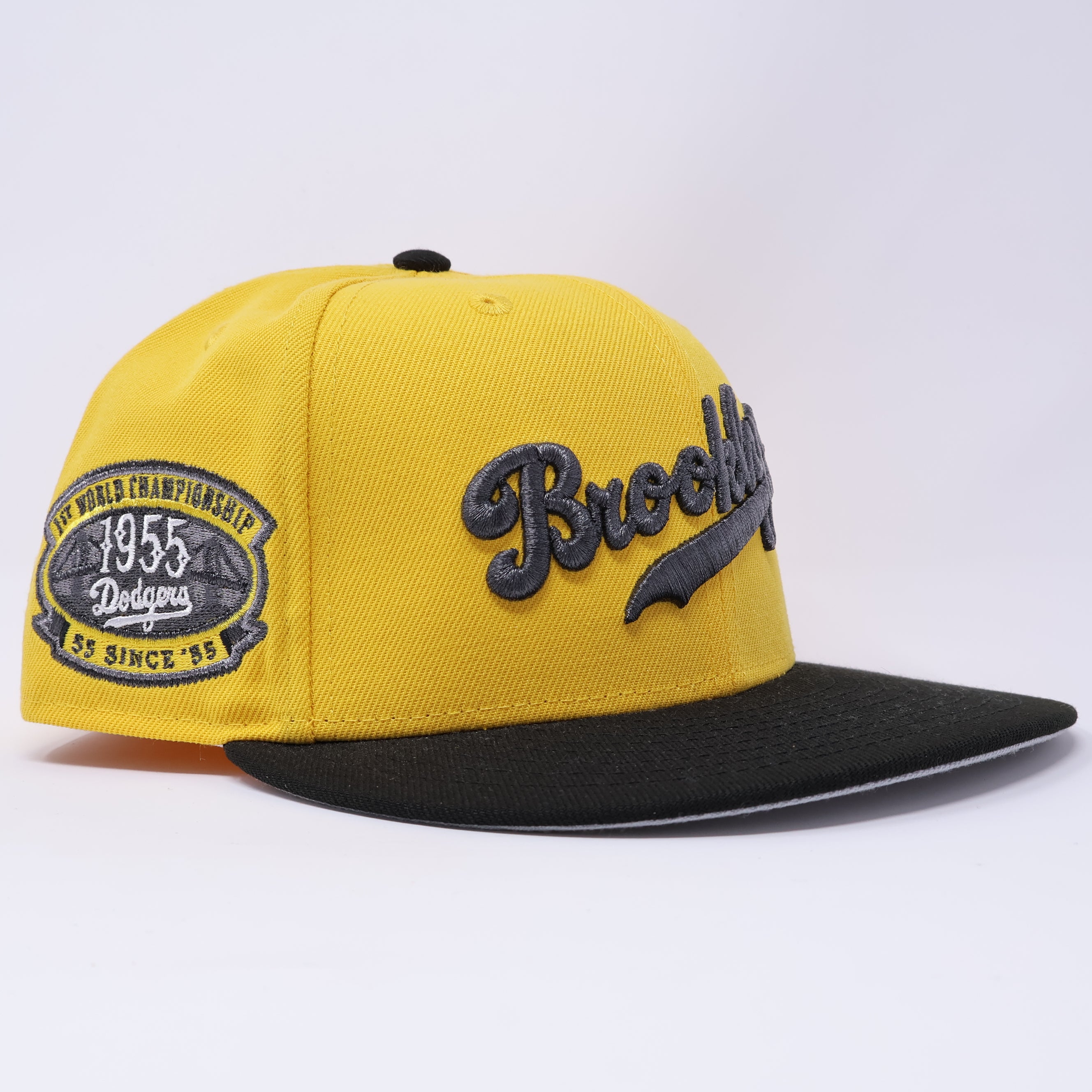 USED 1/8 Yellow Brooklyn Dodgers 1st World Champs 59fifty New Era Fitted Hat Cap