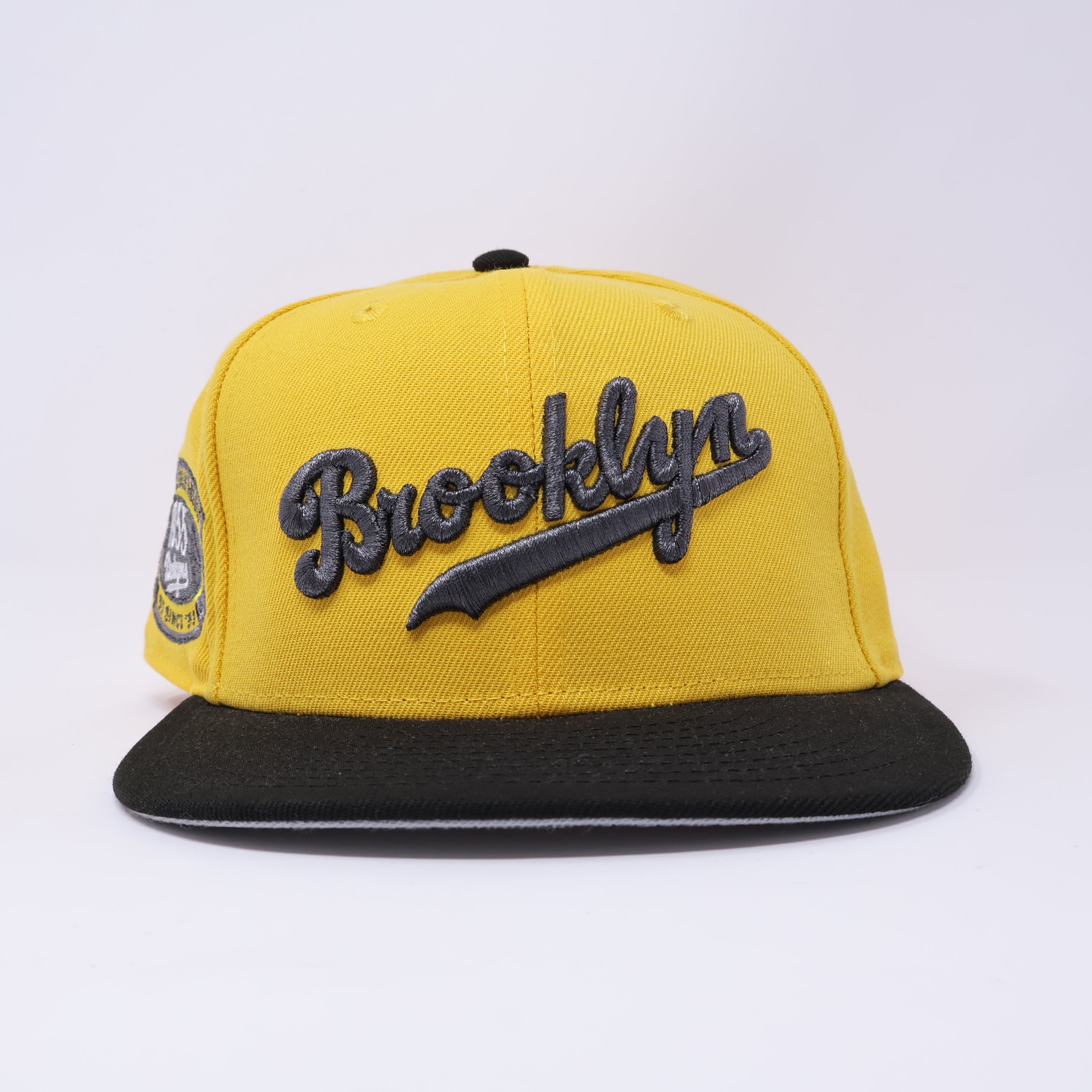USED 1/8 Yellow Brooklyn Dodgers 1st World Champs 59fifty New Era Fitted Hat Cap