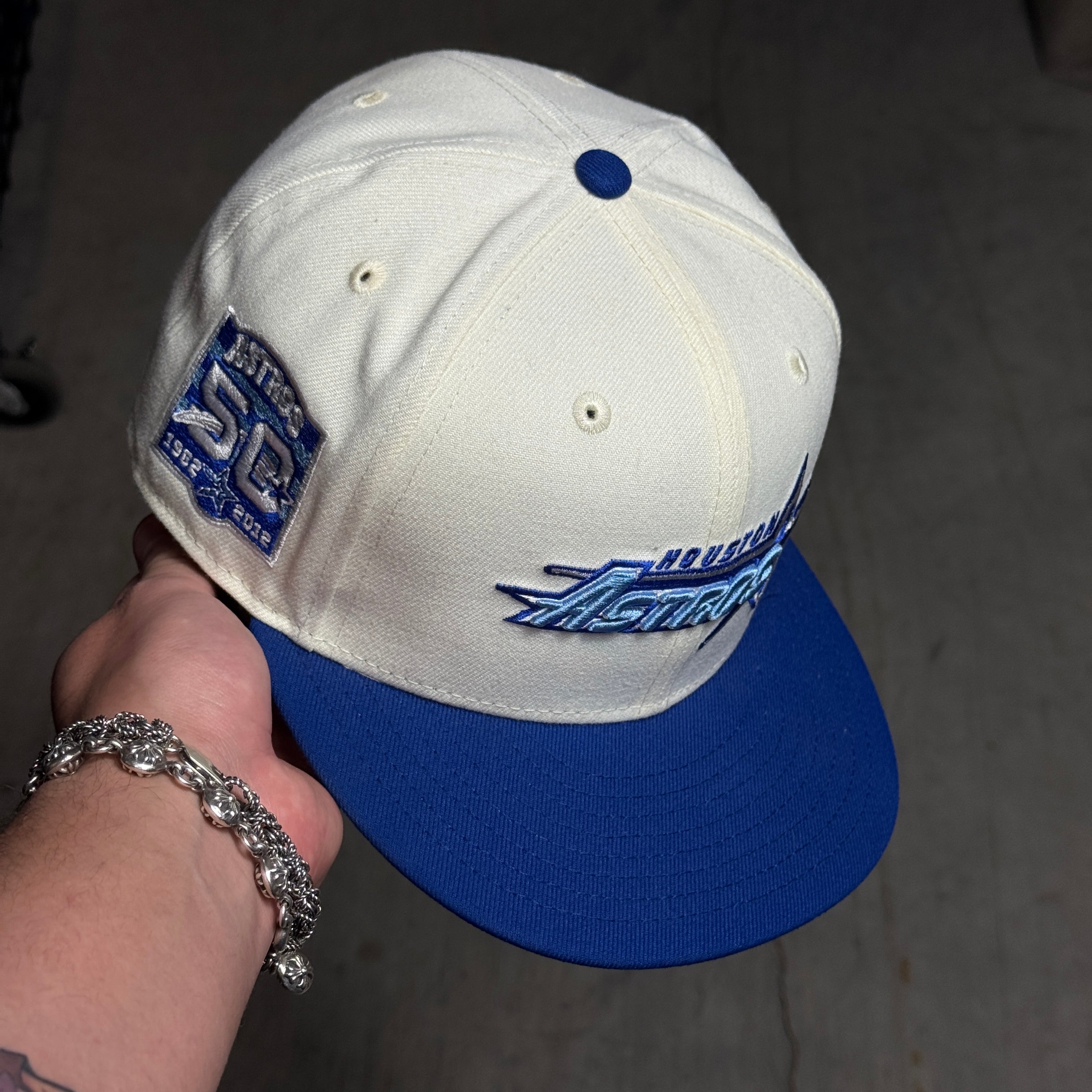 USED 1/2 Chrome Houston Astros 50 Years 59fifty New Era Fitted Hat Cap