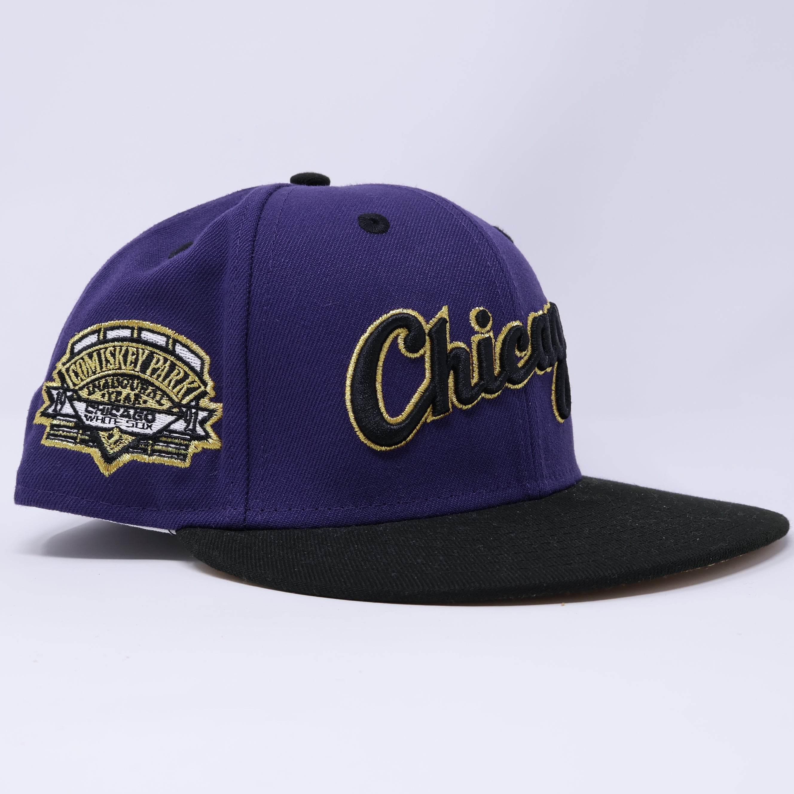 USED 1/4 Purple Chicago White Sox Comiskey Park 59fifty New Era Fitted Hat Cap