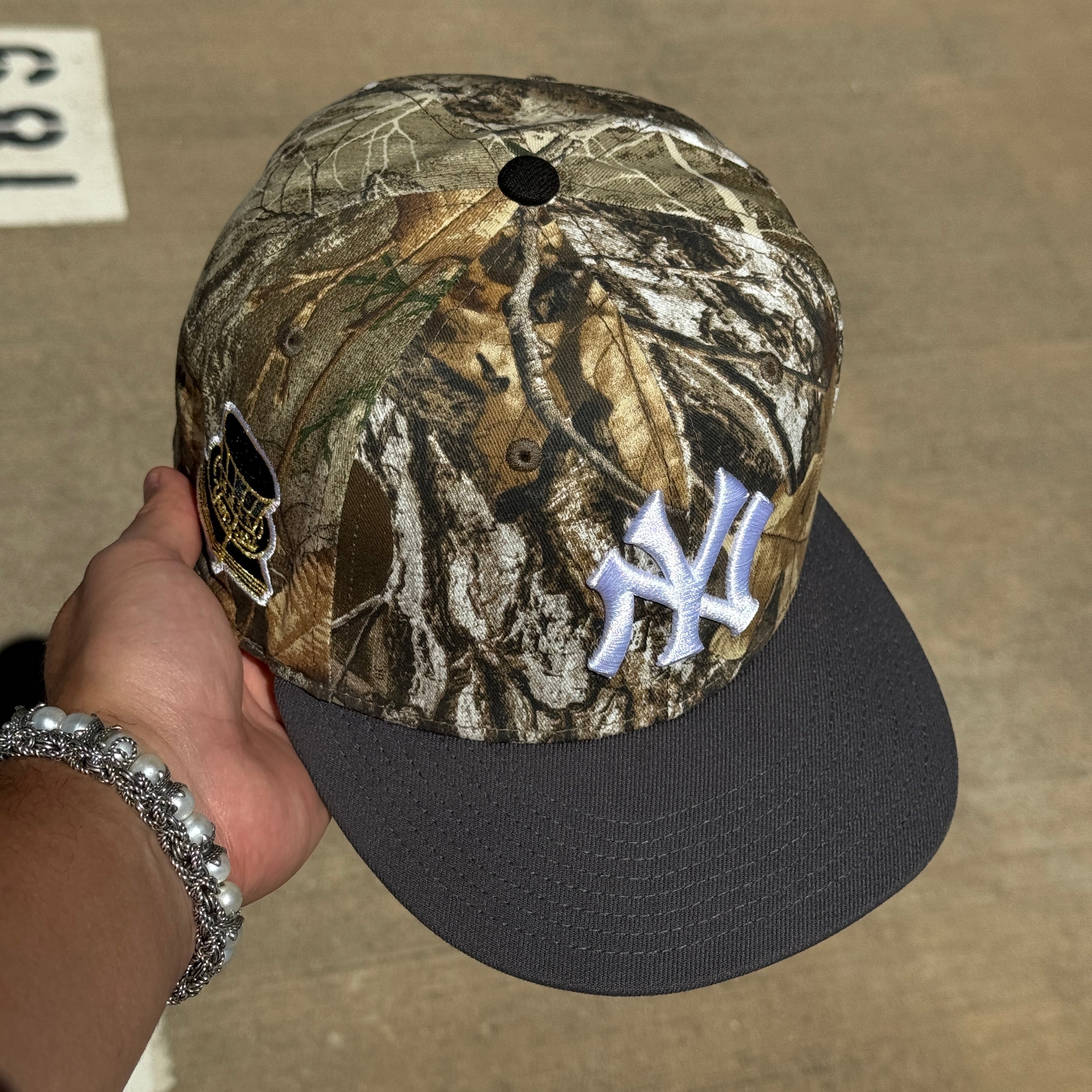 USED 3/4 Camo Realtree New York Yankees 1956 World Series 59fifty New Era Fitted Hat Cap