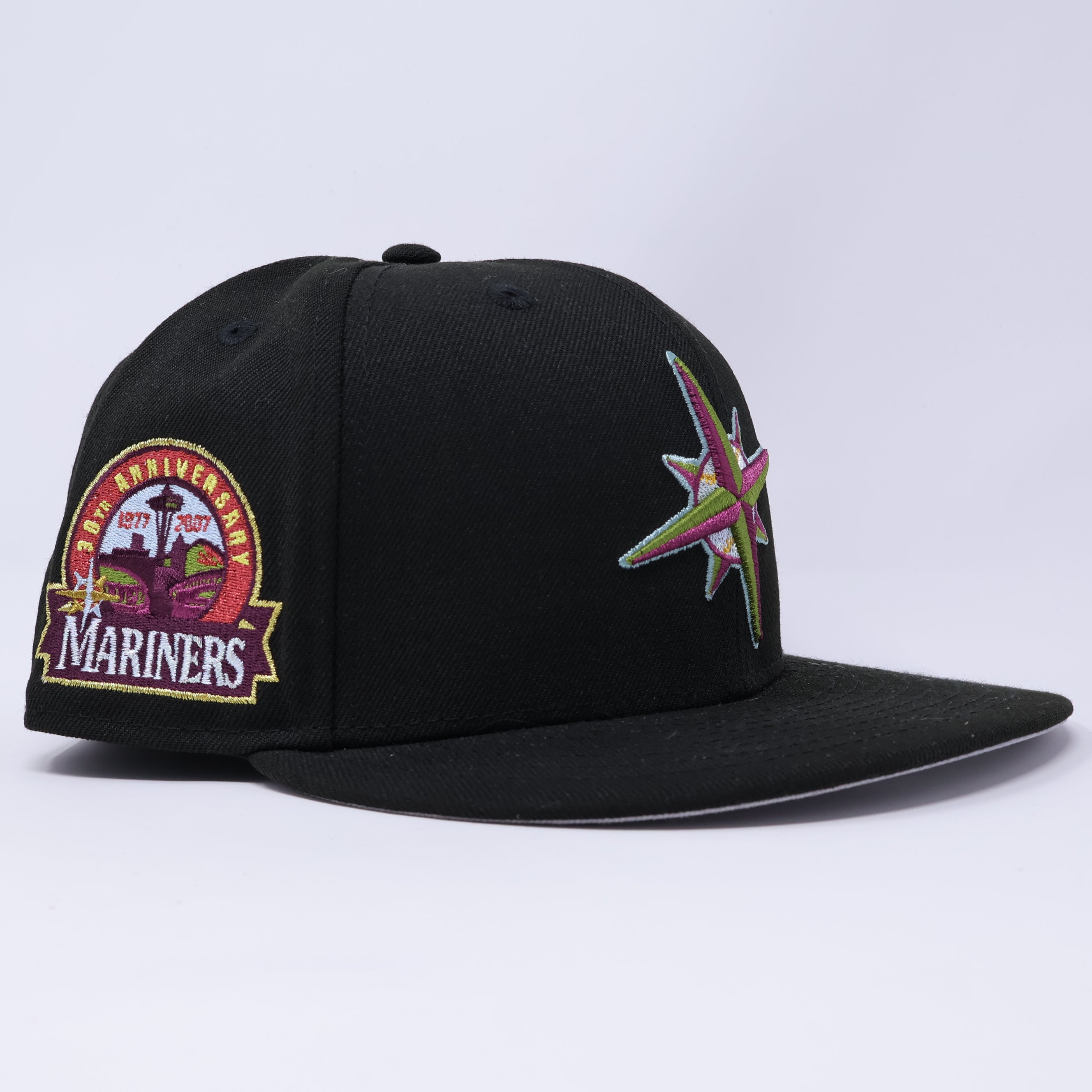 USED 1/8 Black Seattle Mariners 30th Anniversary 59fifty New Era Fitted Hat Cap
