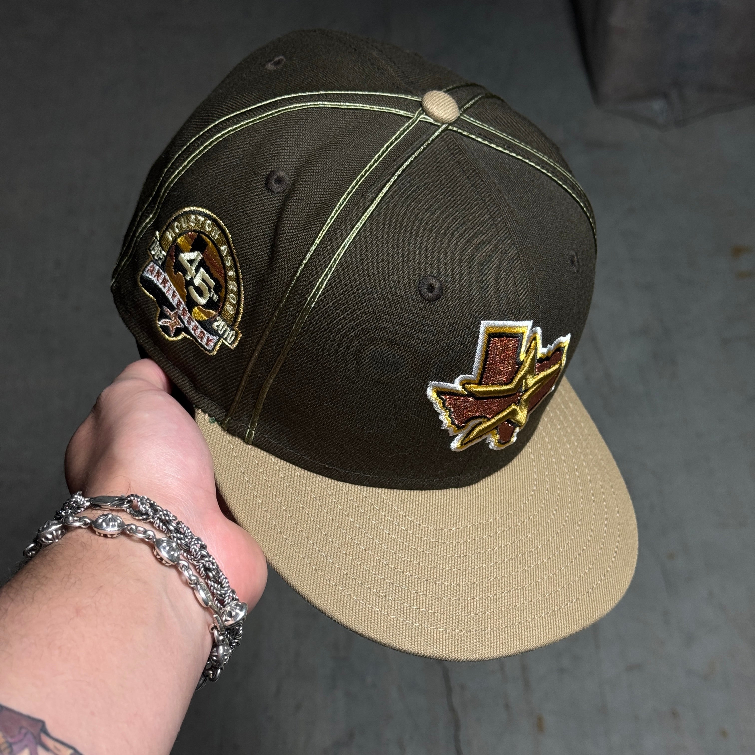 USED 3/8 Brown Houston Astros 45th Anniversary 59fifty New Era Fitted Hat Cap
