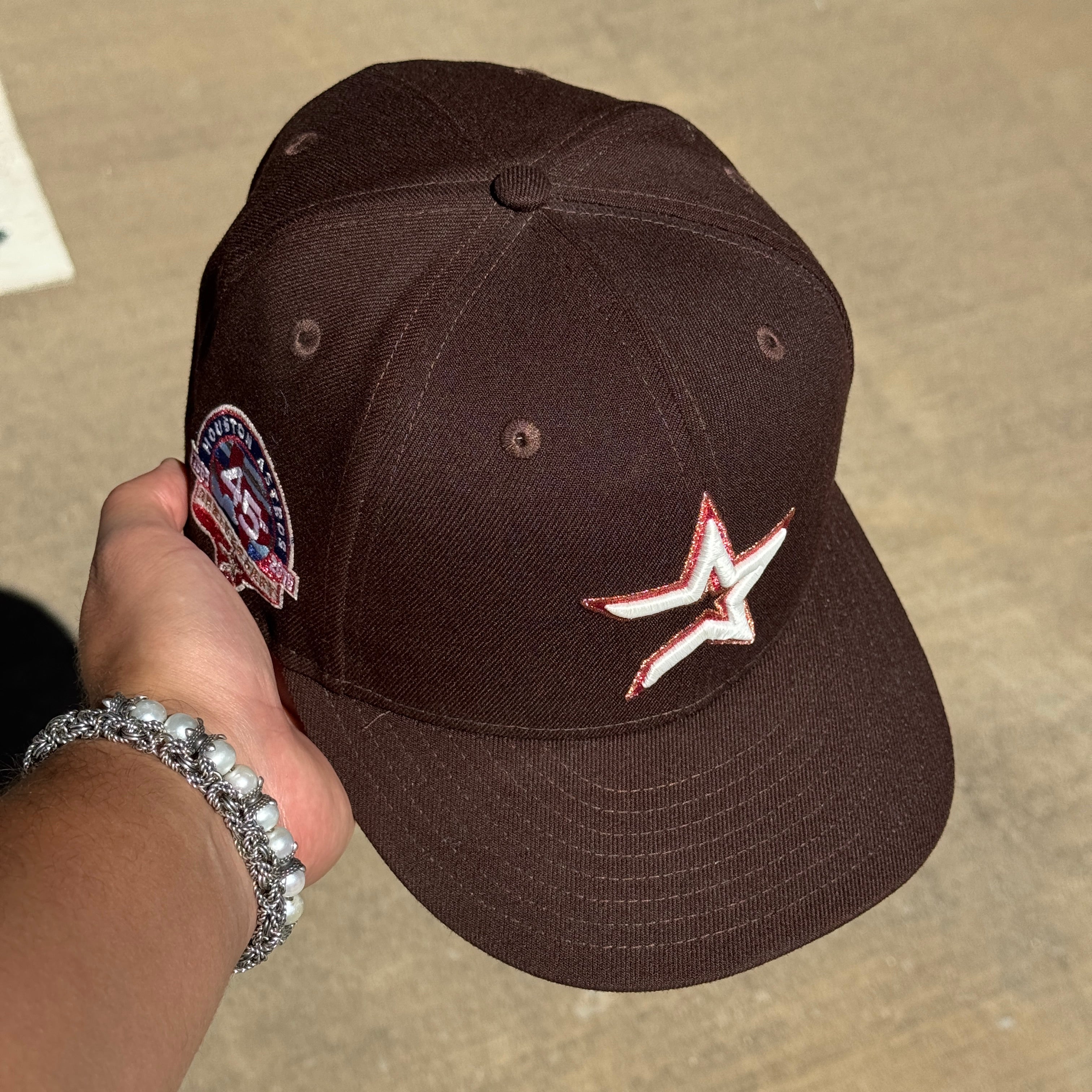 USED 3/4 Brown Houston Astros 45th Anniversary 59fifty New Era Fitted Hat Cap