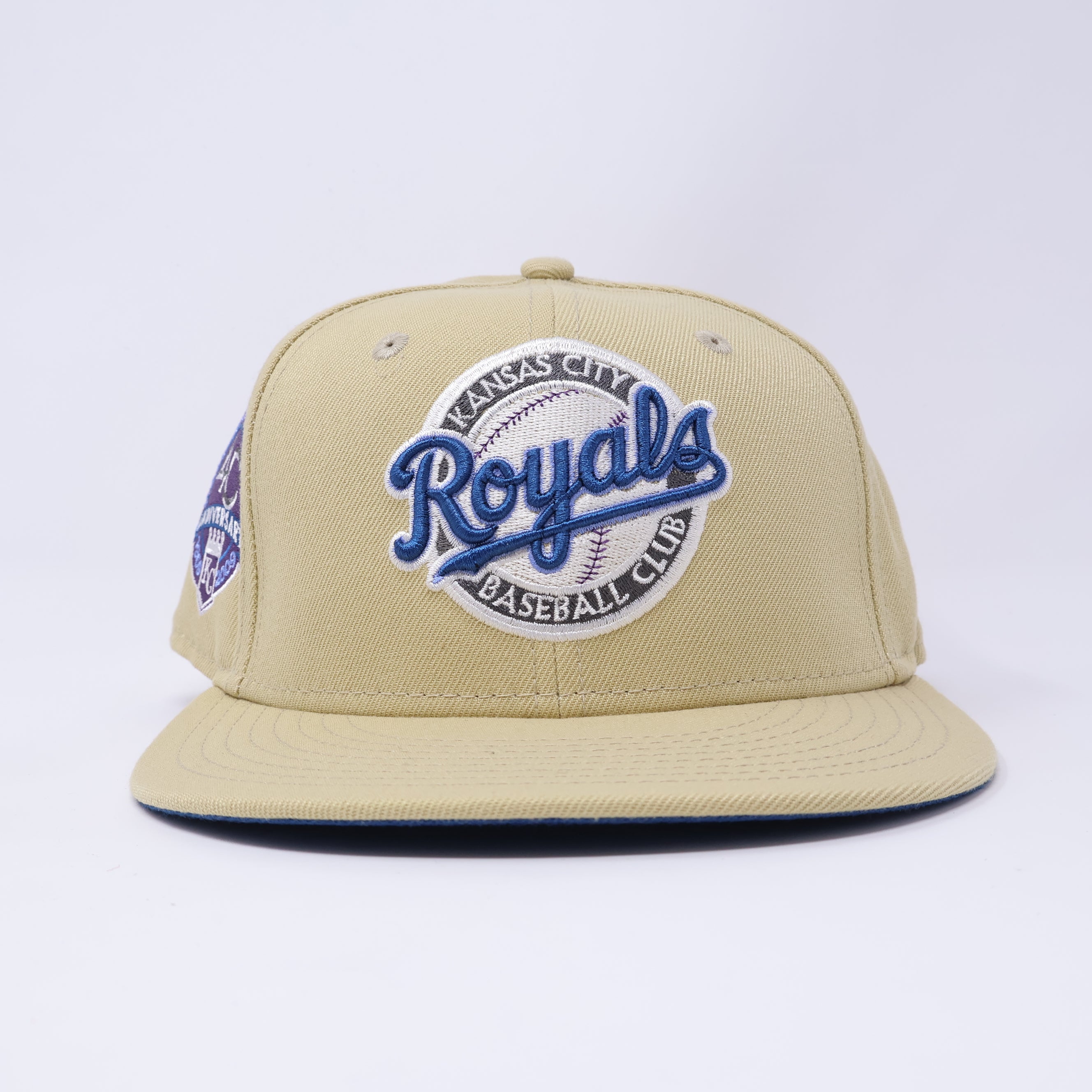 USED 1/8 Khaki Kansas City Royals 40th Anniversary 59fifty New Era Fitted Hat Cap