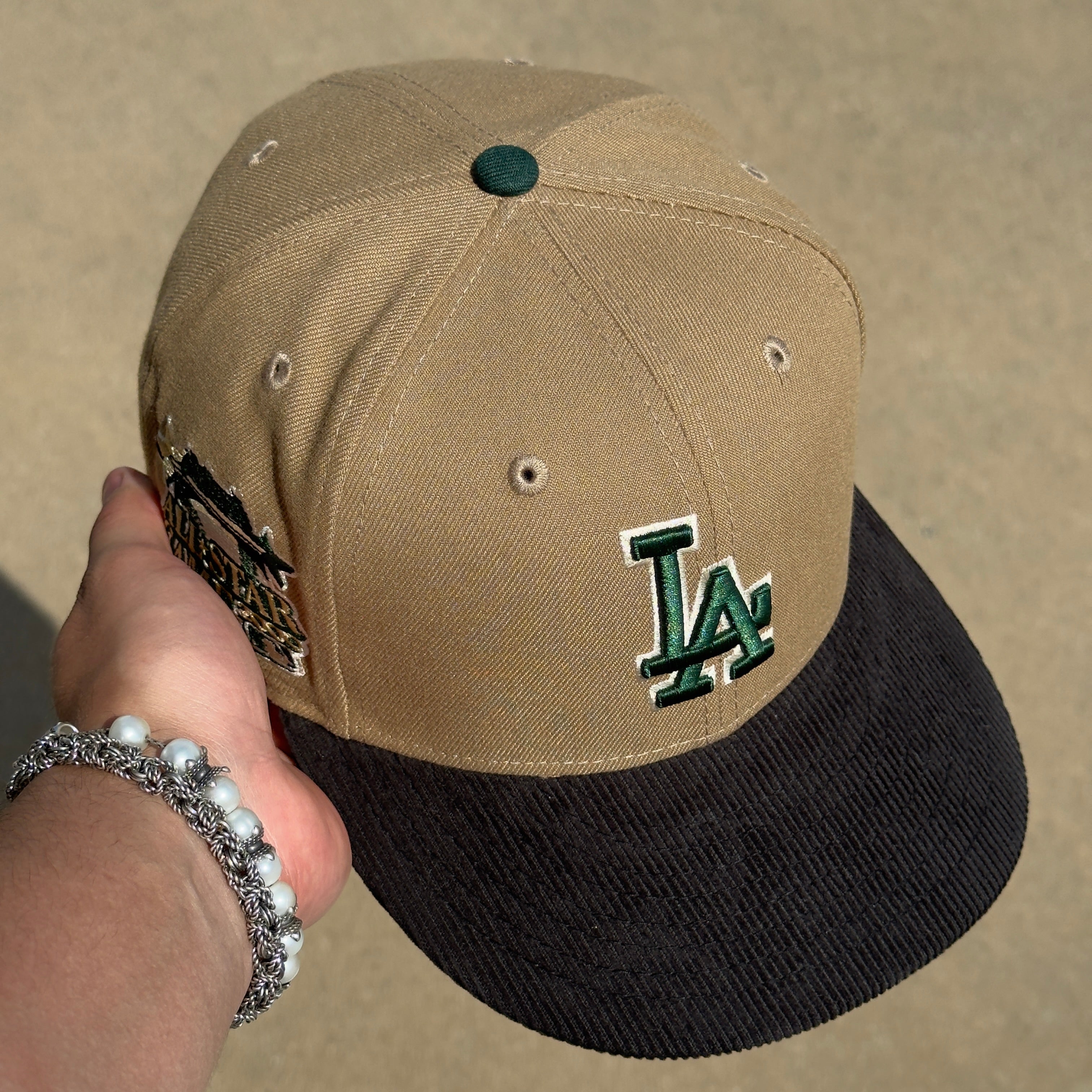USED 5/8 Khaki Los Angeles Dodgers 2000 All Star Game Corduroy 59FIFTY New Era Fitted Hat