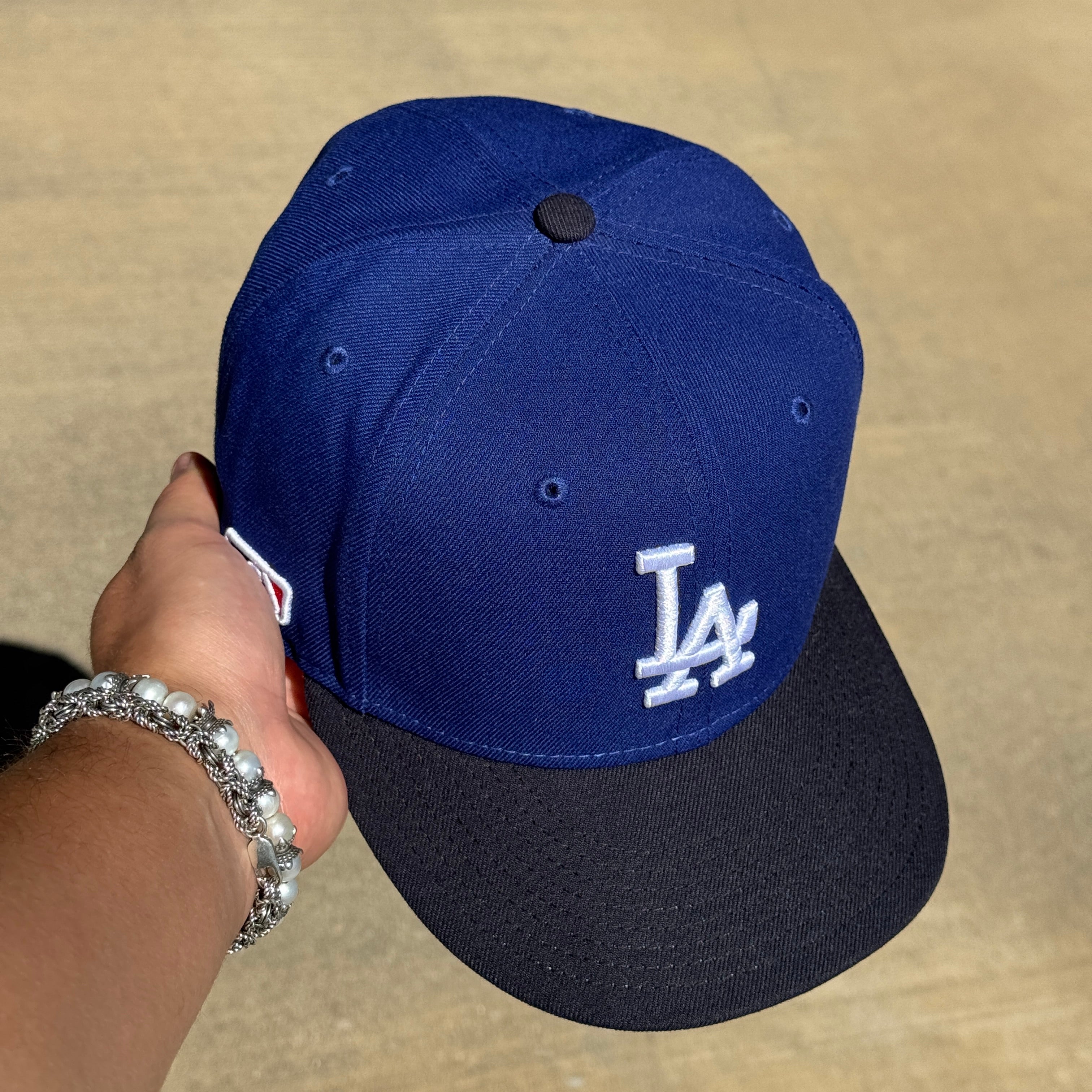 USED 5/8 Blue Los Angeles Dodgers Side Batterman Simple 59fifty New Era Fitted Hat Cap