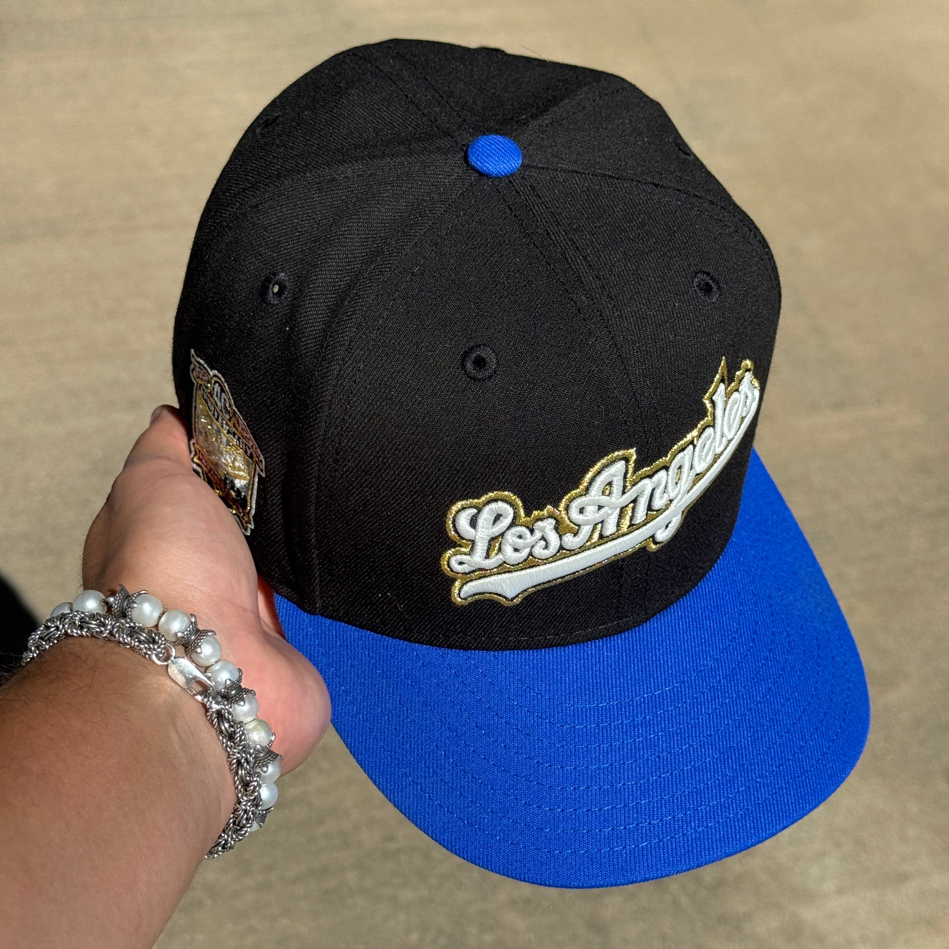 USED 5/8 Black Los Angeles Dodgers 40th Anniversary 59fifty New Era Fitted Hat Cap