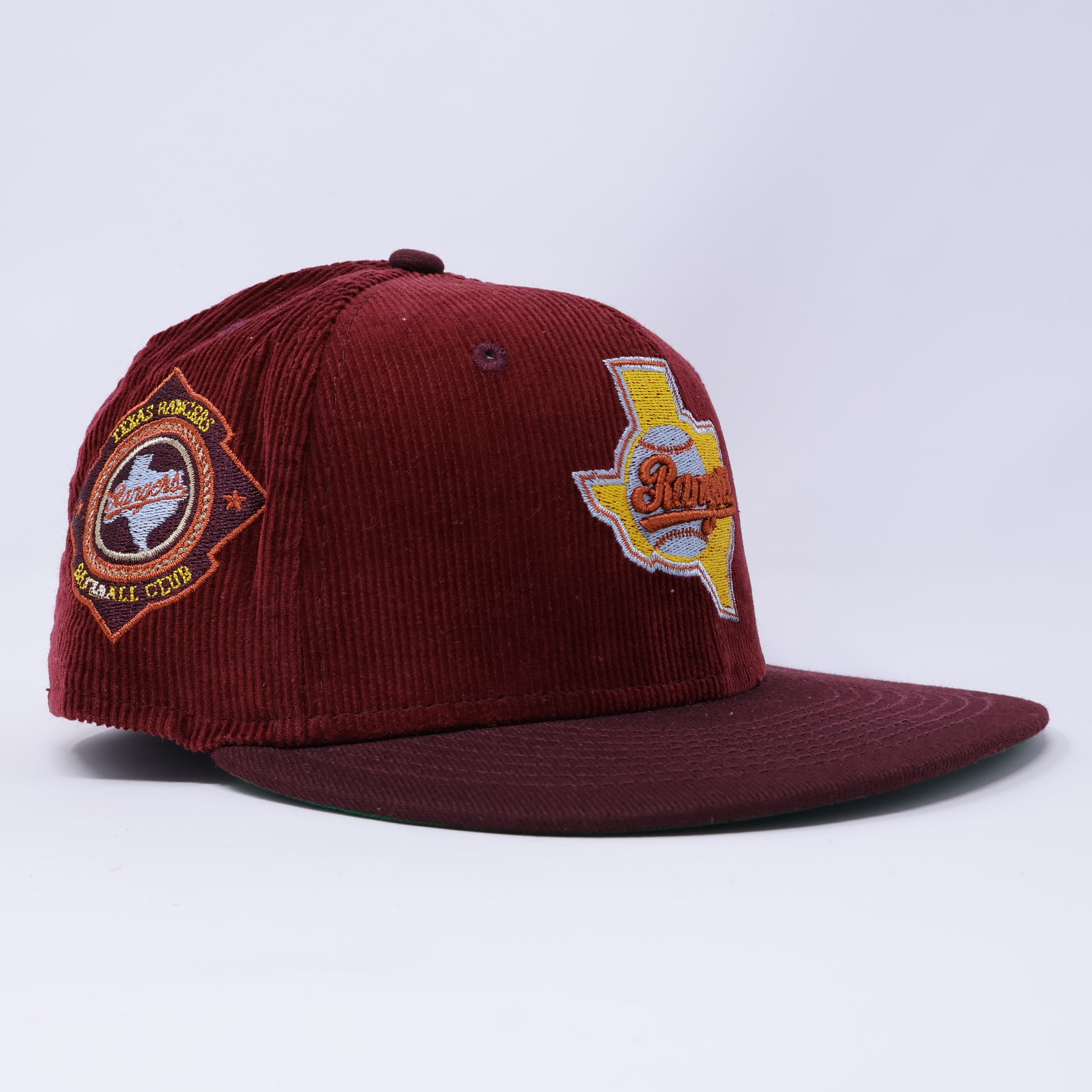 USED 6 7/8 Maroon Dallas Texas Rangers Baseball Club 59fifty New Era Fitted Hat Cap