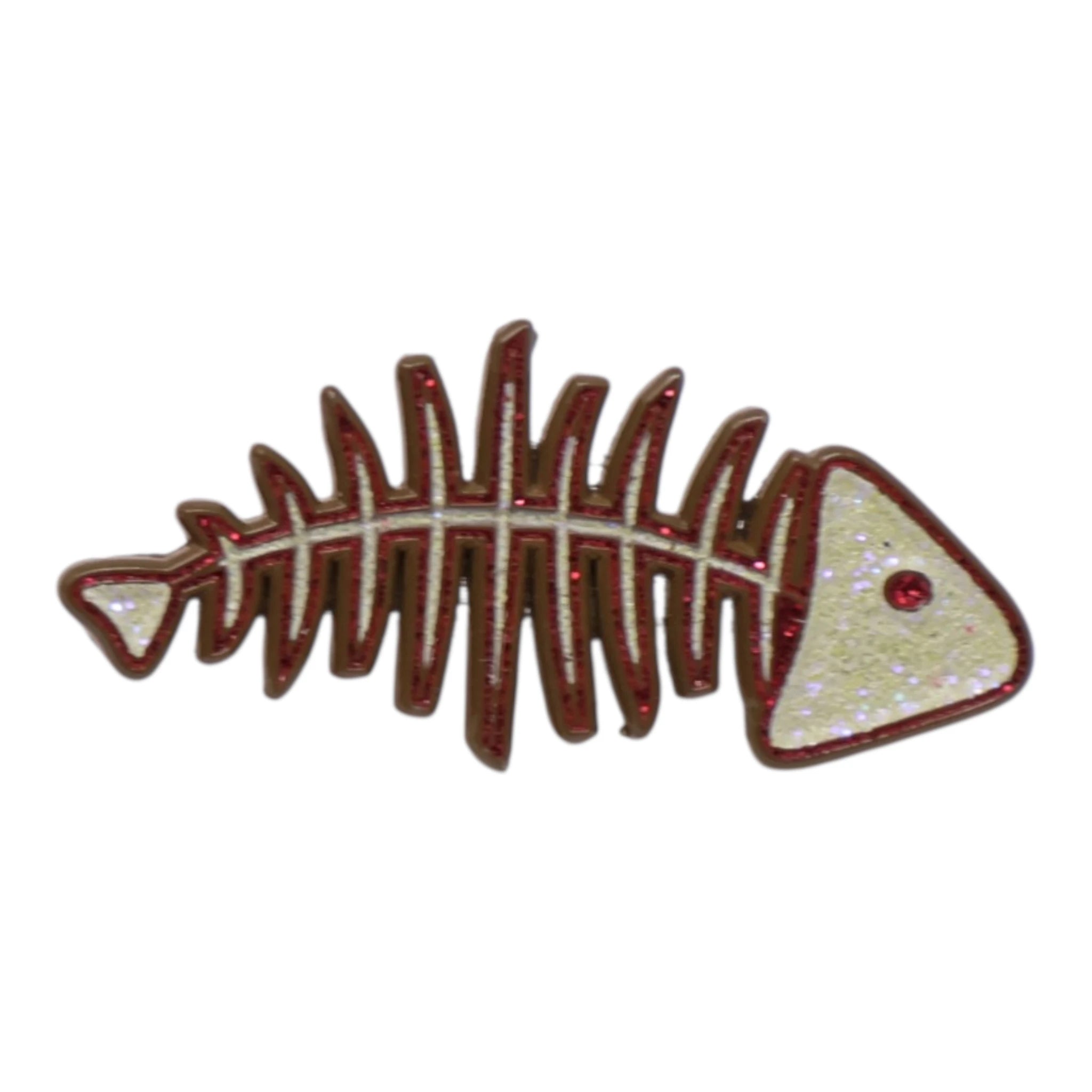Fishbones Brown Plating / White glitter Graphic Pin