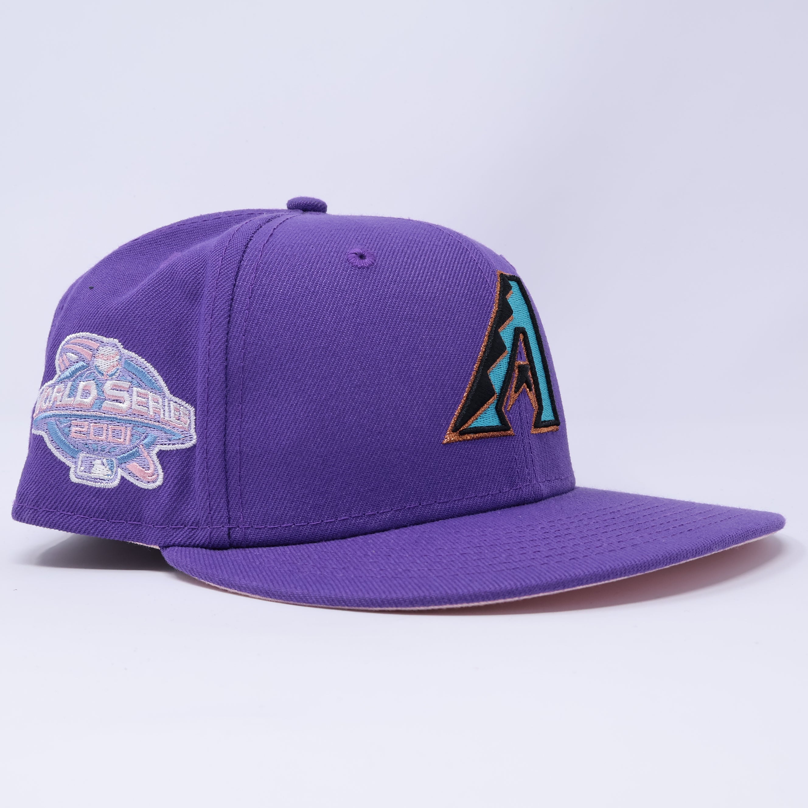 USED 7 Purple Arizona Diamondbacks 2001 World Series 59fifty New Era Fitted Hat