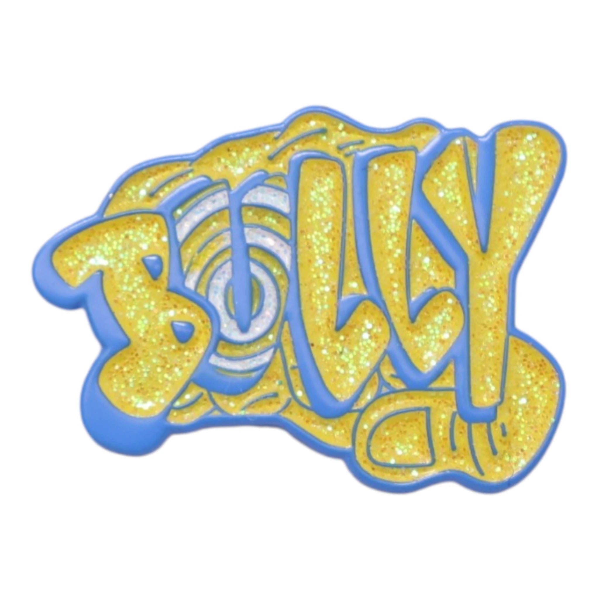 BULLY Blue Plating / Yellow Glitter Graphic Pin